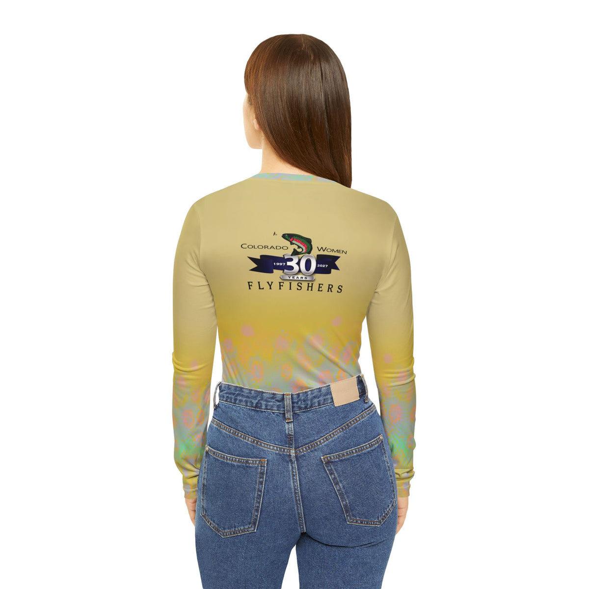 All Over Prints Colorado Women Flyfishers Brown Trout V-Neck Long Sleeve Salt Skins Apparel