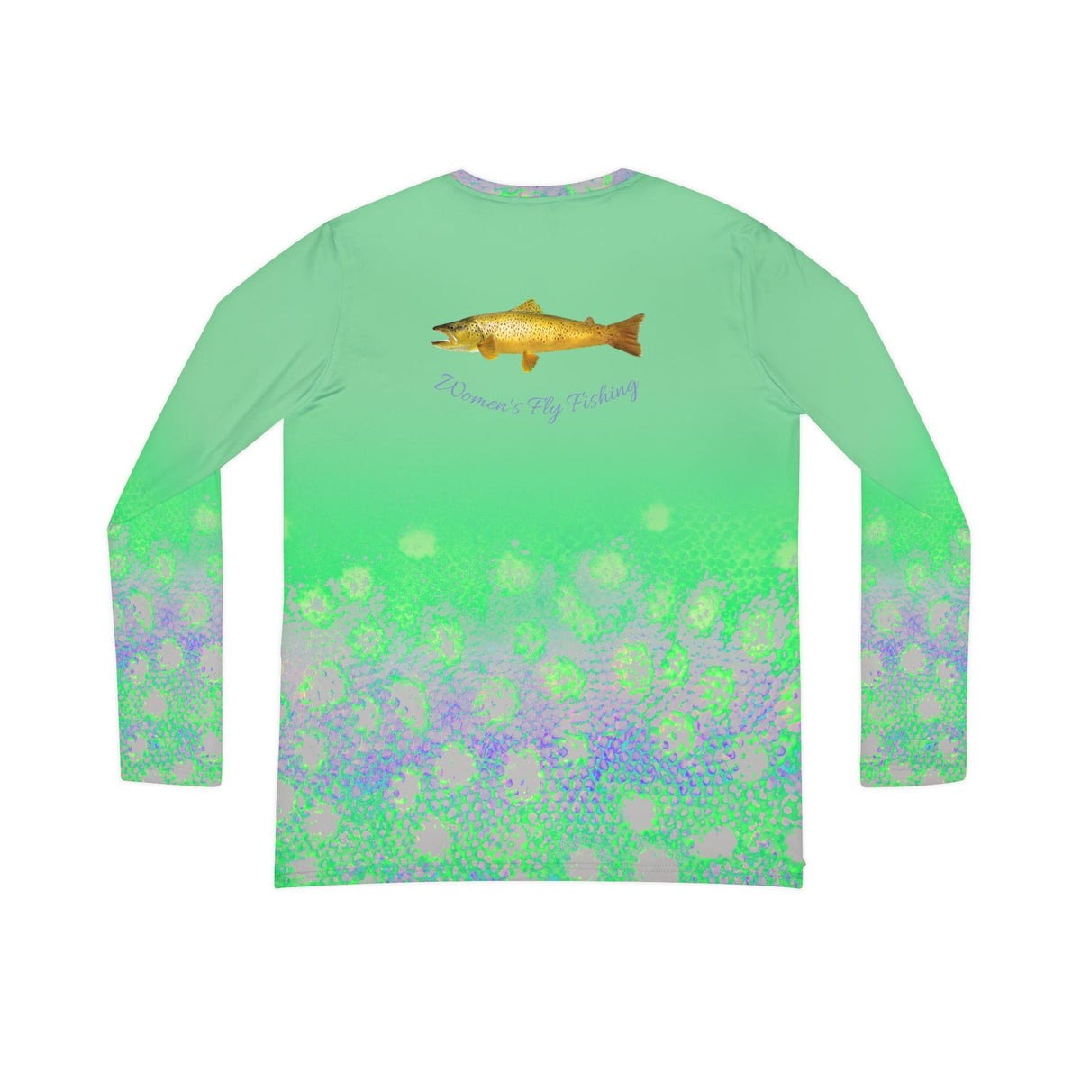 All Over Prints Colorado Women Flyfishers Green Brown Trout V-Neck Long Sleeve by Salt Skins Salt Skins Apparel