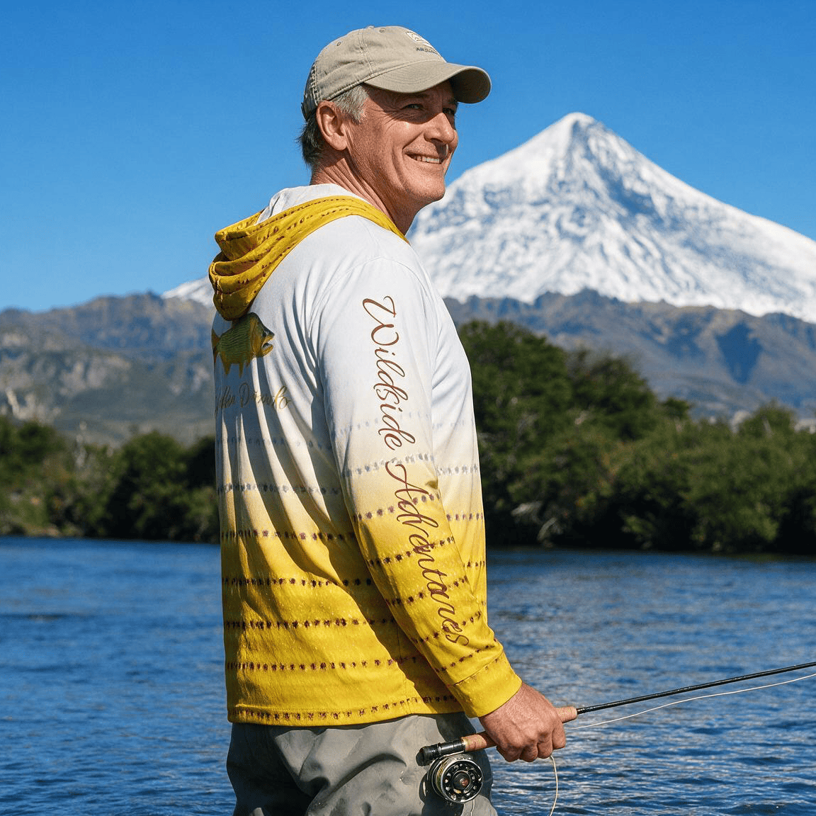 Printify All Over Prints Wildside Adventures Golden Dorado Edition - Men's Performance Long Sleeve Fishing Hoodie