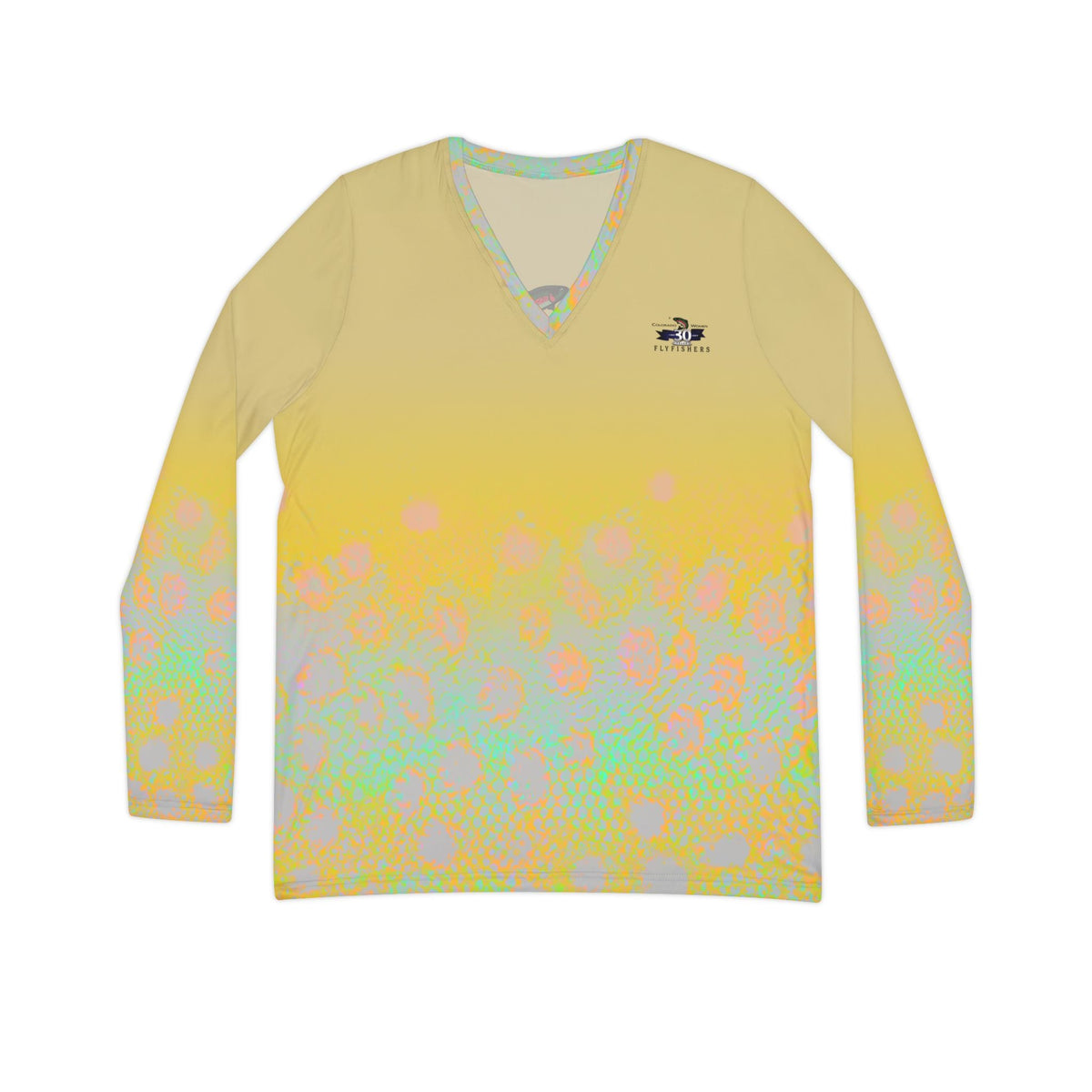 All Over Prints XS Colorado Women Flyfishers Brown Trout V-Neck Long Sleeve Salt Skins Apparel