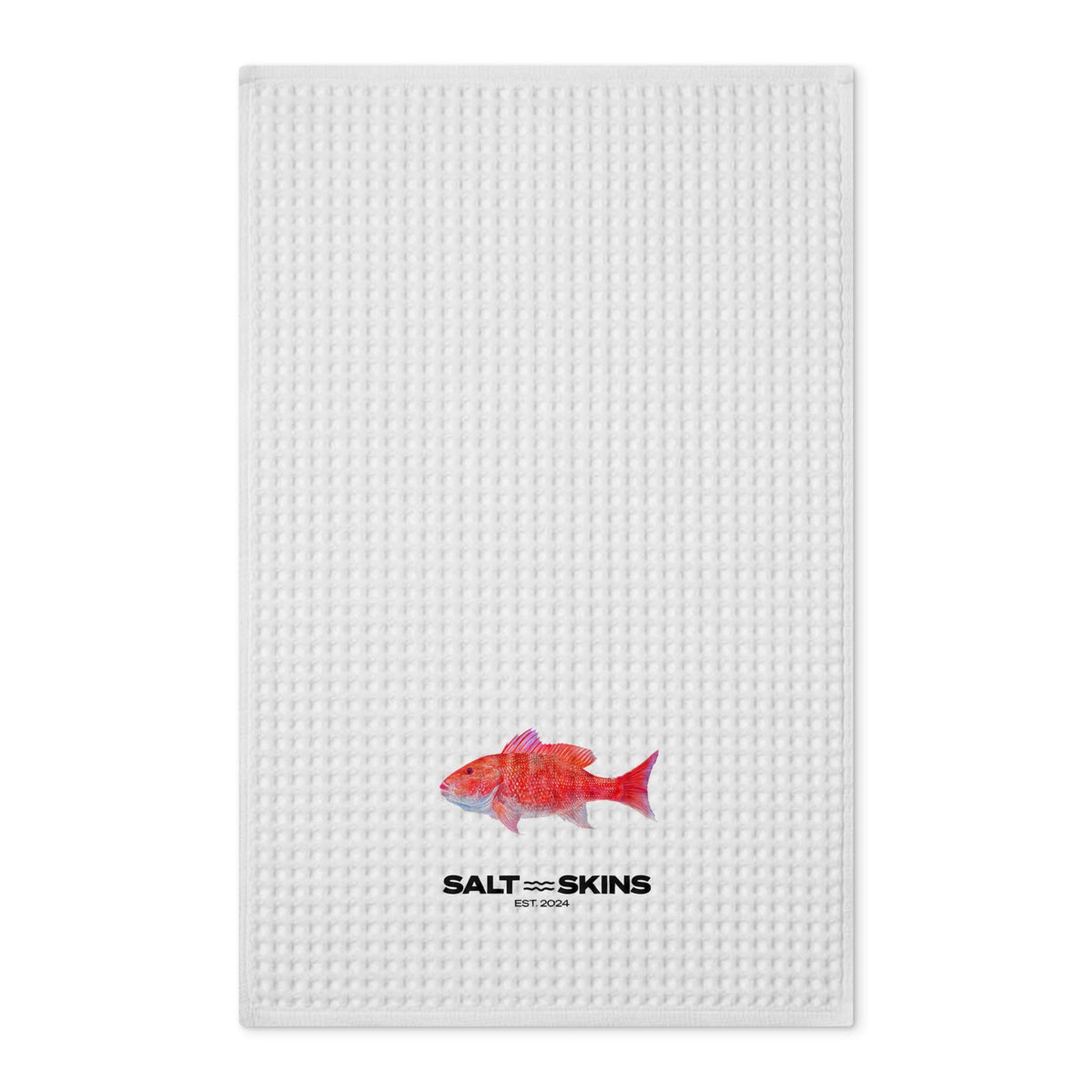 Home Decor 16'' x 25'' / White Red Snapper Waffle Tea Towel Salt Skins