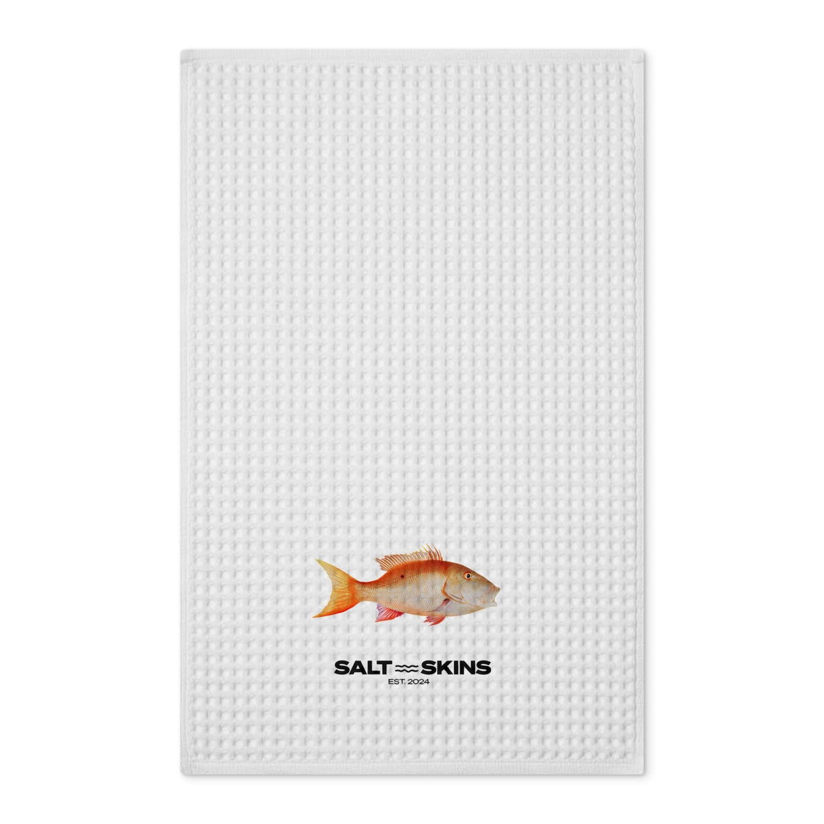 Home Decor 16'' x 25'' / White Red Snapper Waffle Tea Towel Salt Skins