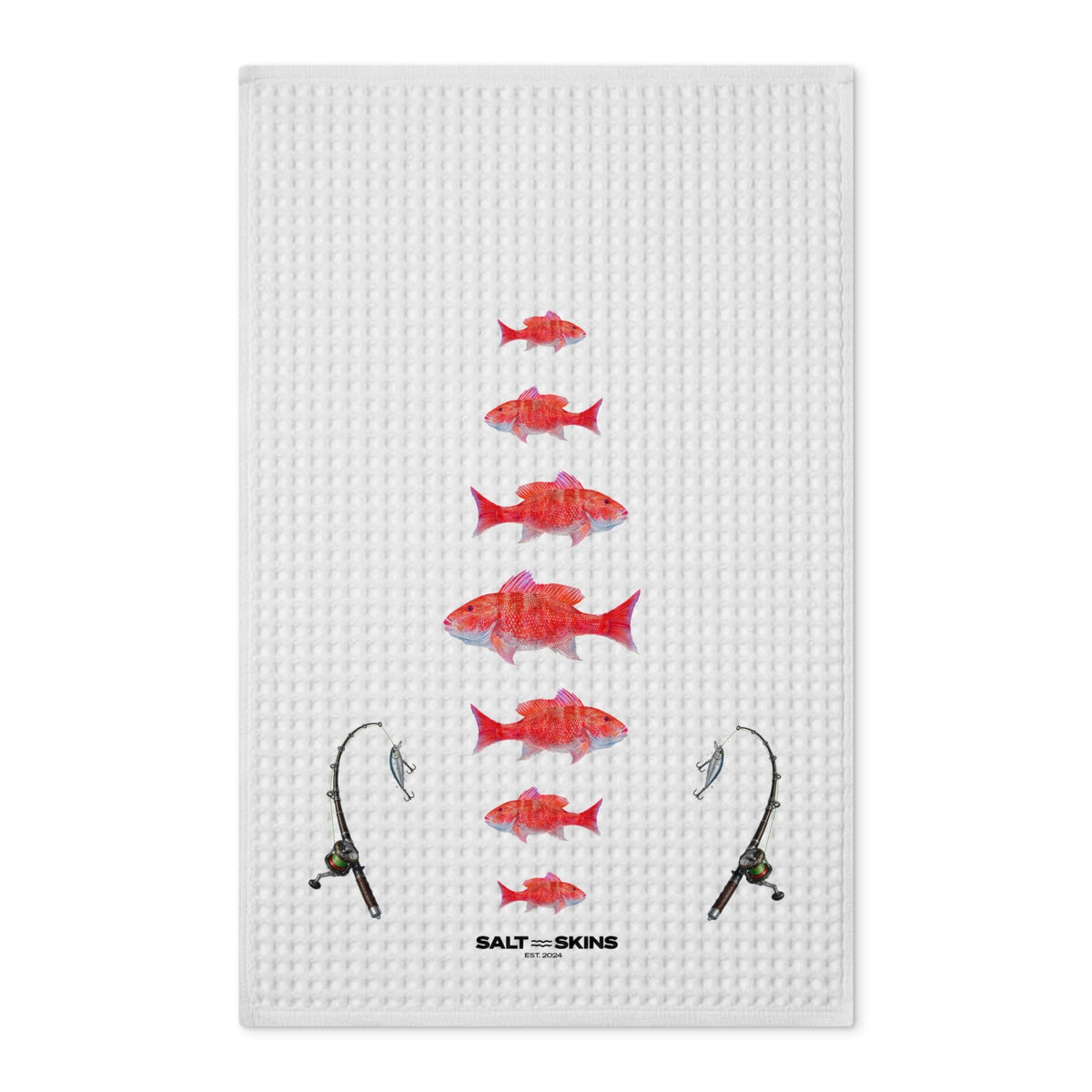 Home Decor 16'' x 25'' / White Red Snapper Waffle Tea Towel by Salt Skins Salt Skins