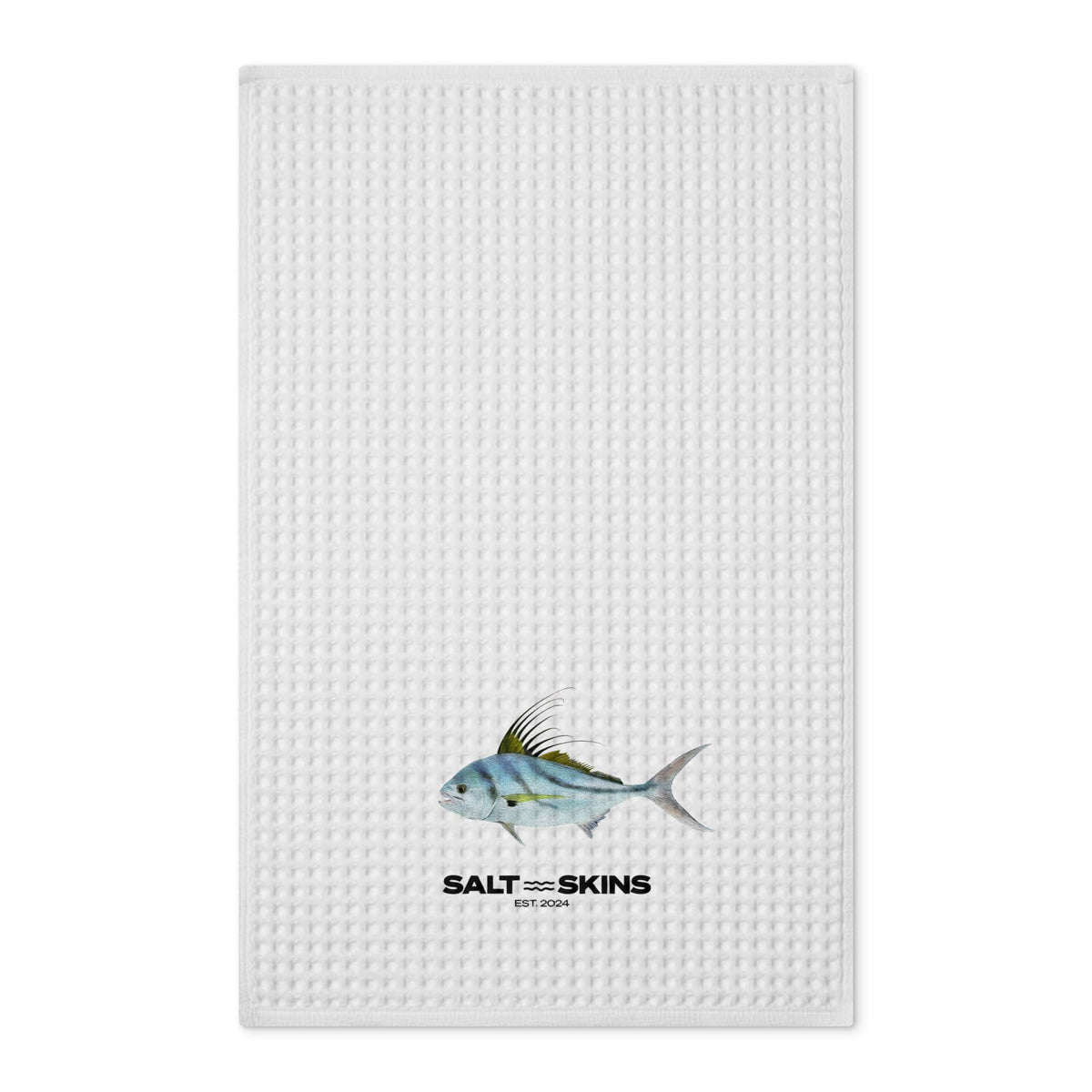 Home Decor 16'' x 25'' / White Rooster Fish Waffle Tea Towel by Salt Skins Salt Skins