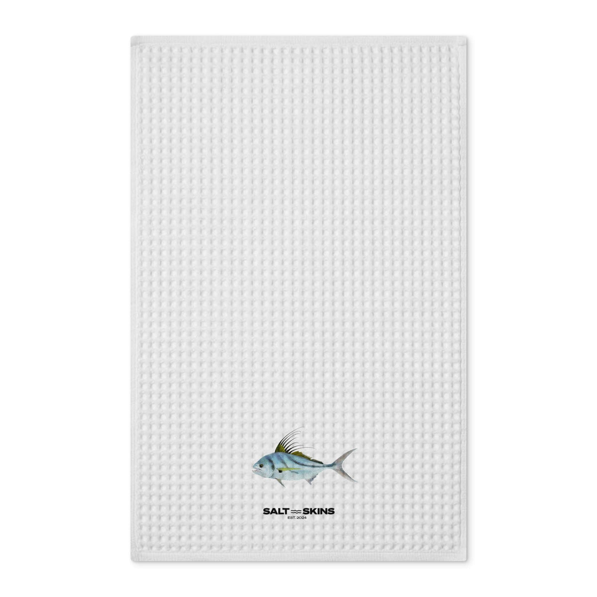 Home Decor 16'' x 25'' / White Rooster Fish Waffle Tea Towel by Salt Skins Salt Skins