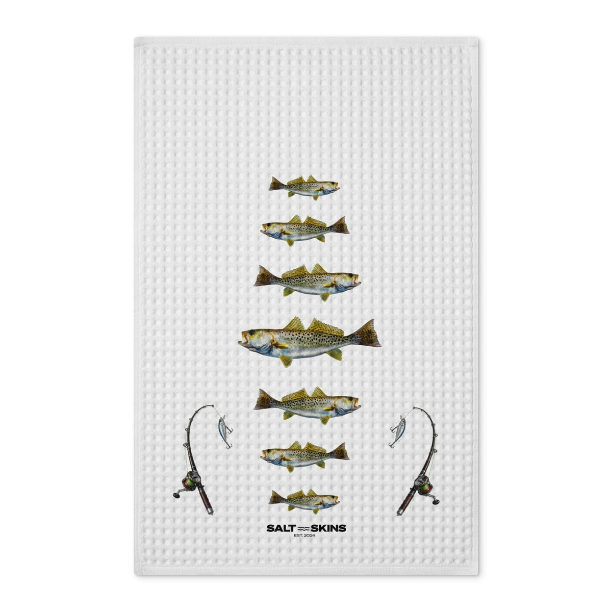 Home Decor 16'' x 25'' / White Sea Trout Waffle Tea Towel by Salt Skins Salt Skins