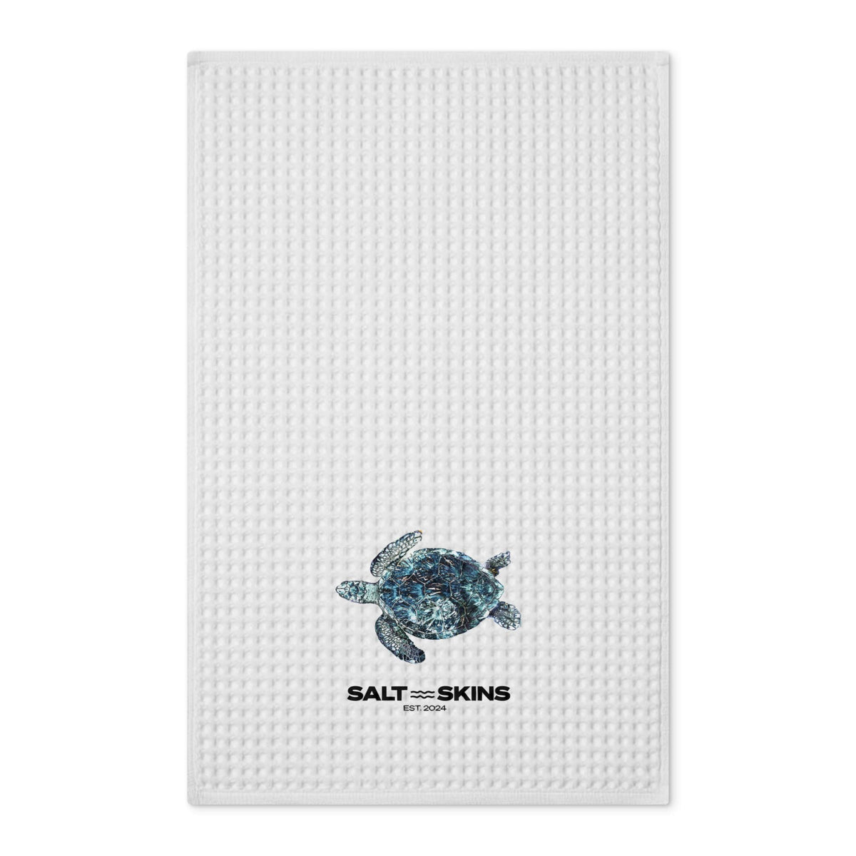 Home Decor 16'' x 25'' / White Sea Turtle Waffle Tea Towel by Salt Skins Salt Skins