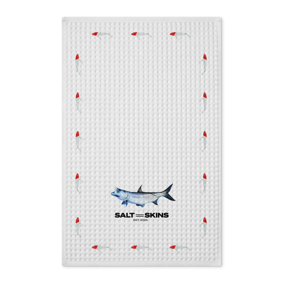 Home Decor 16'' x 25'' / White Tarpon Lures Waffle Tea Towel Salt Skins