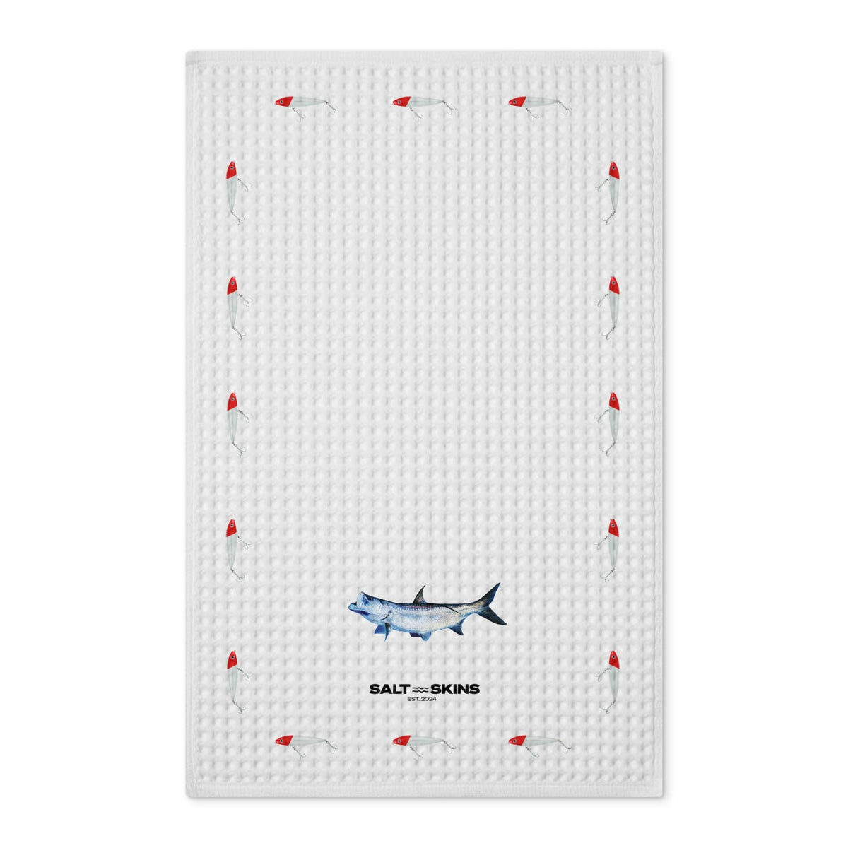 Home Decor 16'' x 25'' / White Tarpon Lures Waffle Tea Towel Salt Skins