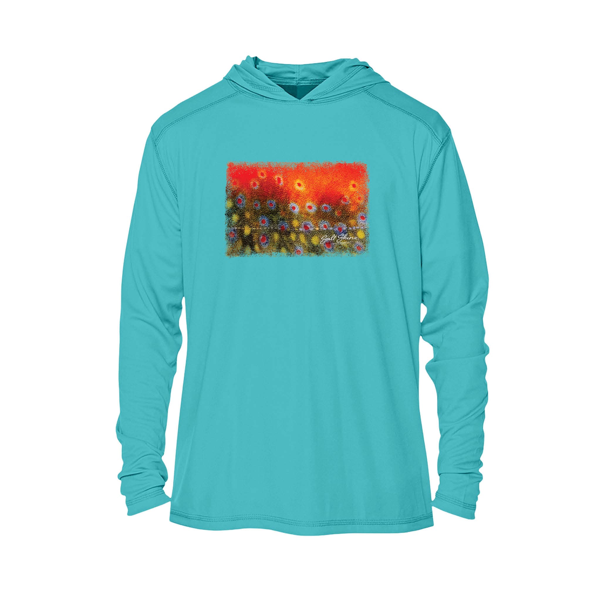 Hoodie S / Water Blue Wild Brook Trout Men's Long Sleeve Performance Hoodie