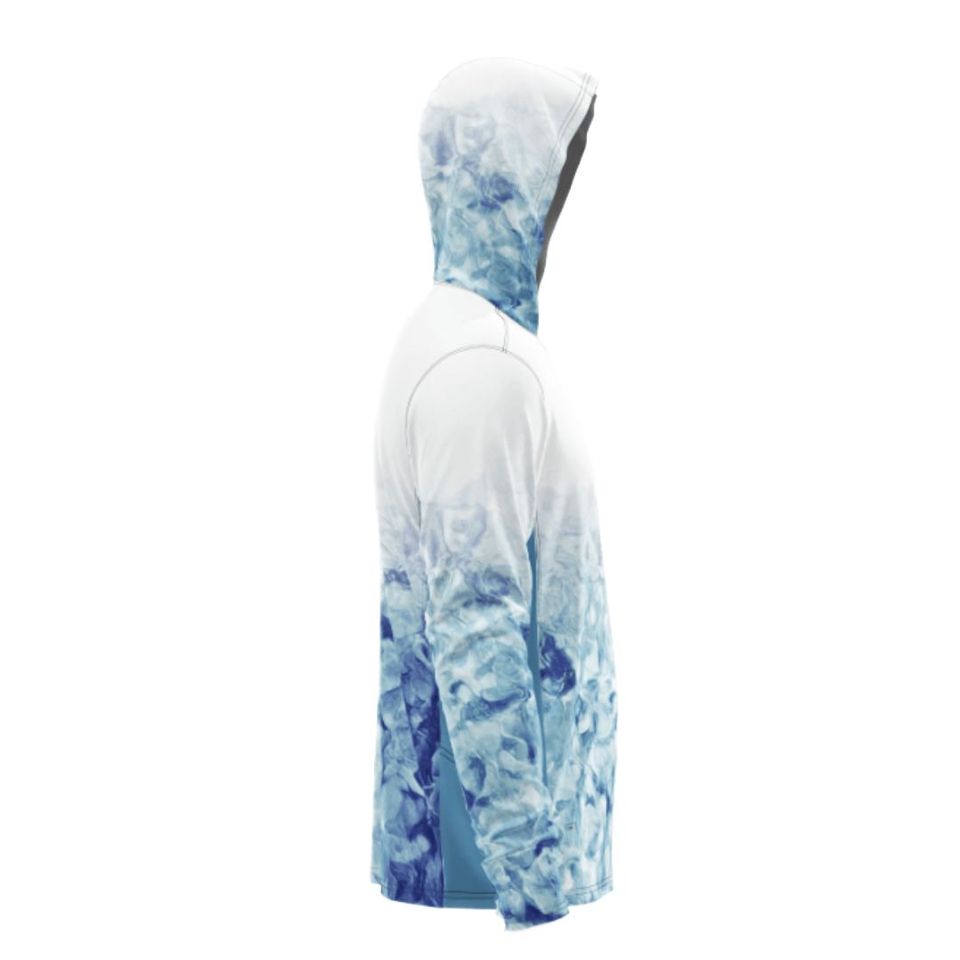 Salt Skins Men's Performance Hoodie Blue Reef Water Camo Side Vent Performance Hoodie (b2b)