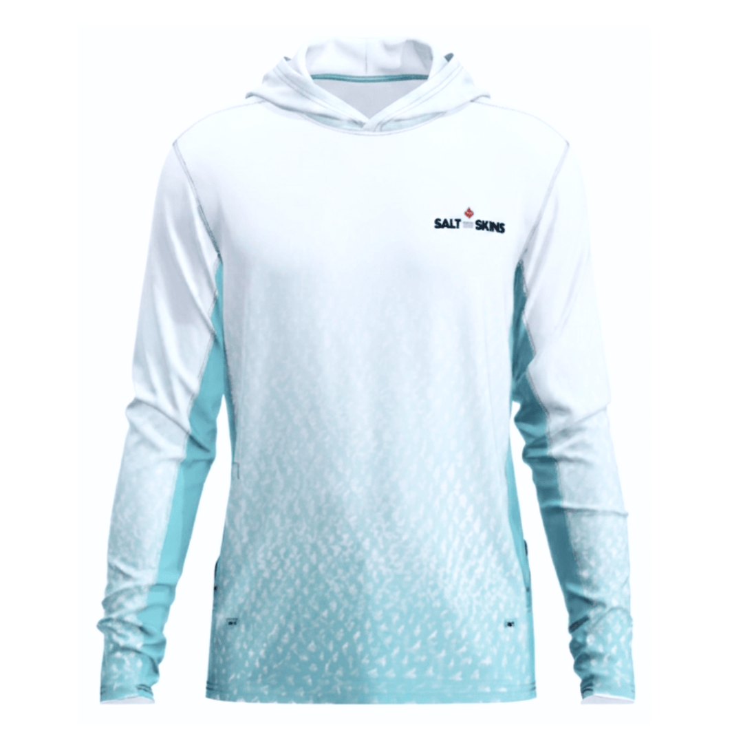 Salt Skins Men's Performance Hoodie Blue Sky Water Camo Side Vent Performance Hoodie (b2b)