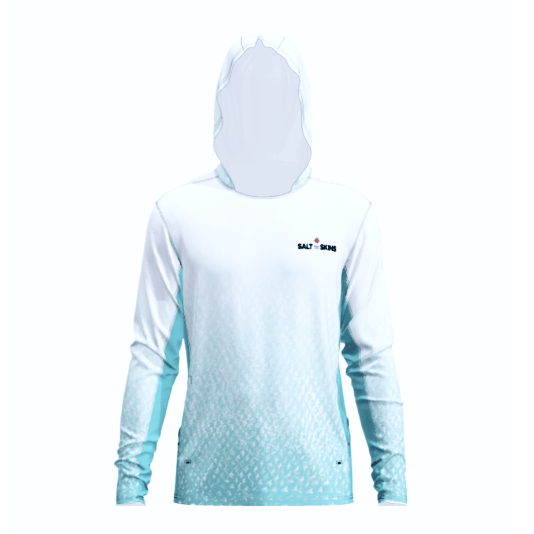 Salt Skins Men's Performance Hoodie Blue Sky Water Camo Side Vent Performance Hoodie (b2b)