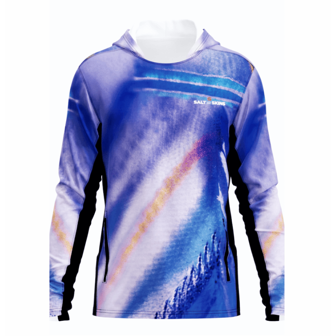 Salt Skins Men's Performance Hoodie Purple Parrot Side Vent Performance Hoodie With Pockets (b2b)
