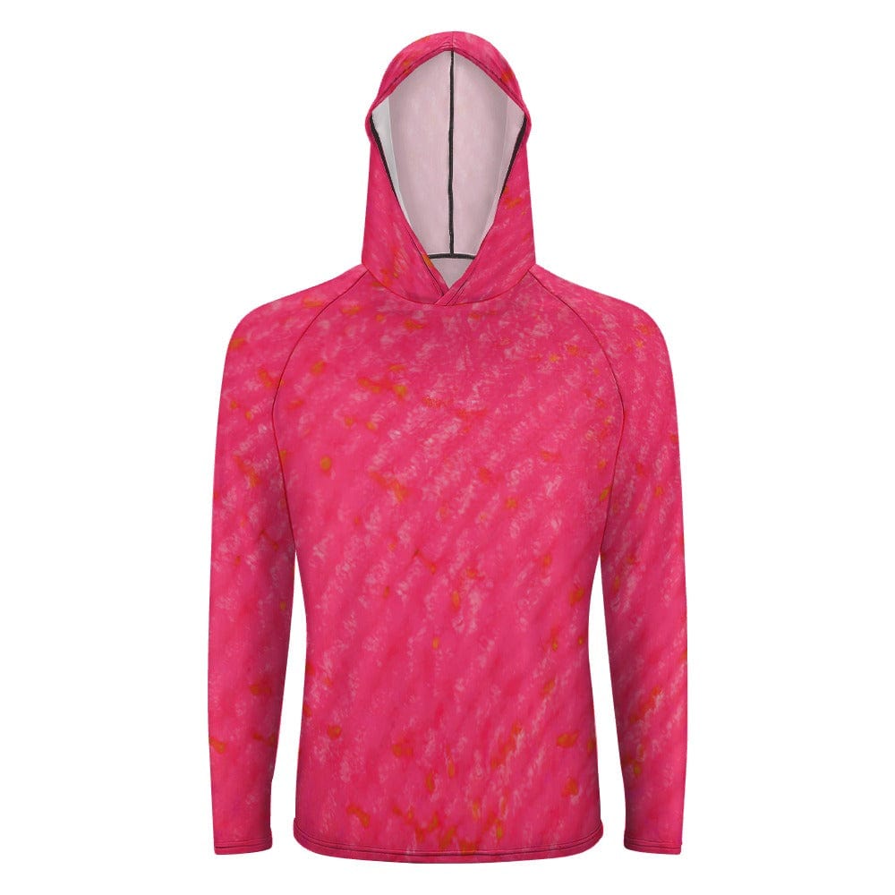 Salt Skins Men's Performance Hoodie Hot Pink Mingy Snapper Men's Long Sleeve Sun Protection Hoodie