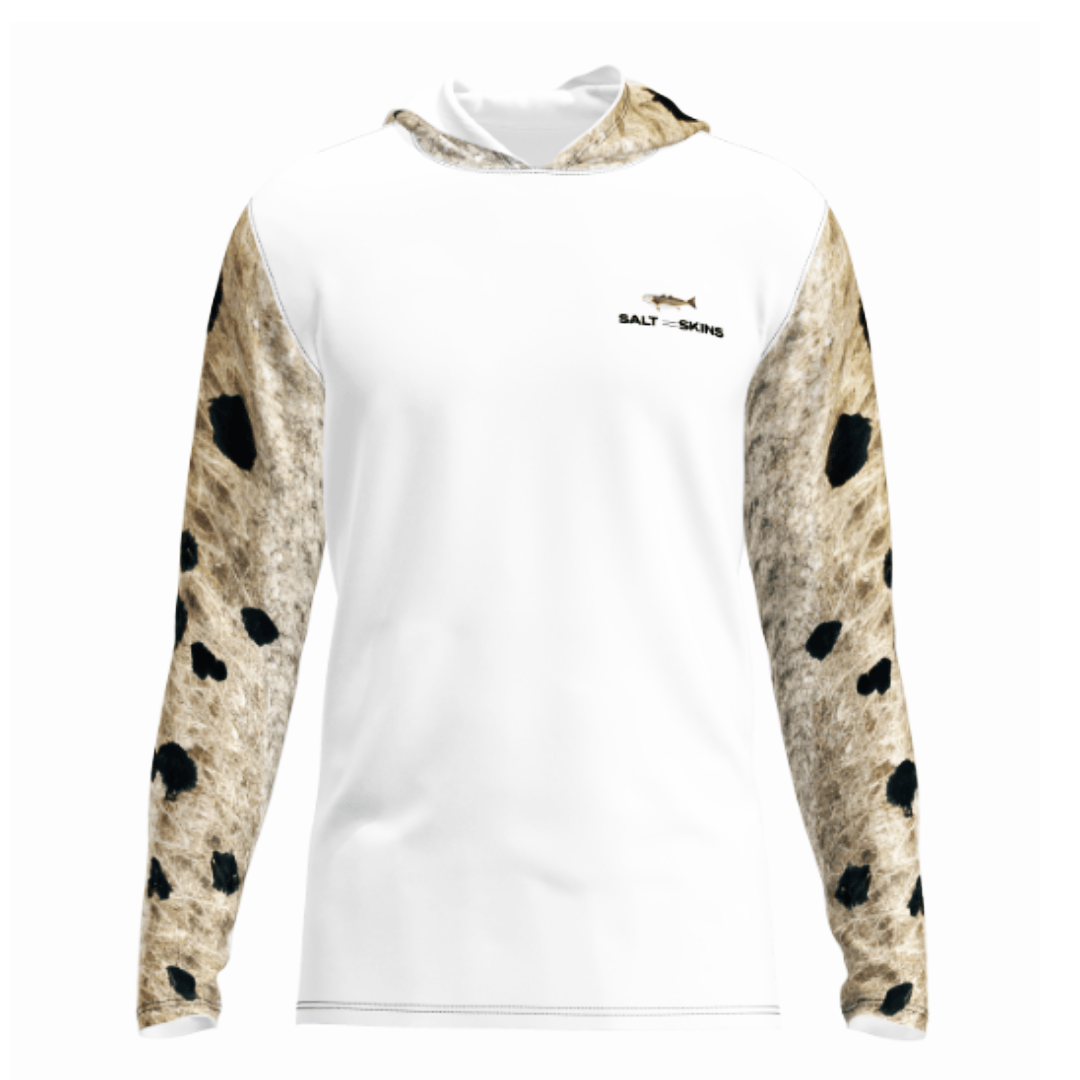 Salt Skins Men's Performance Hoodie Sandstone / XS Redfish Illustration Men's Long Sleeve Performance Fishing Hoodie (b2b)
