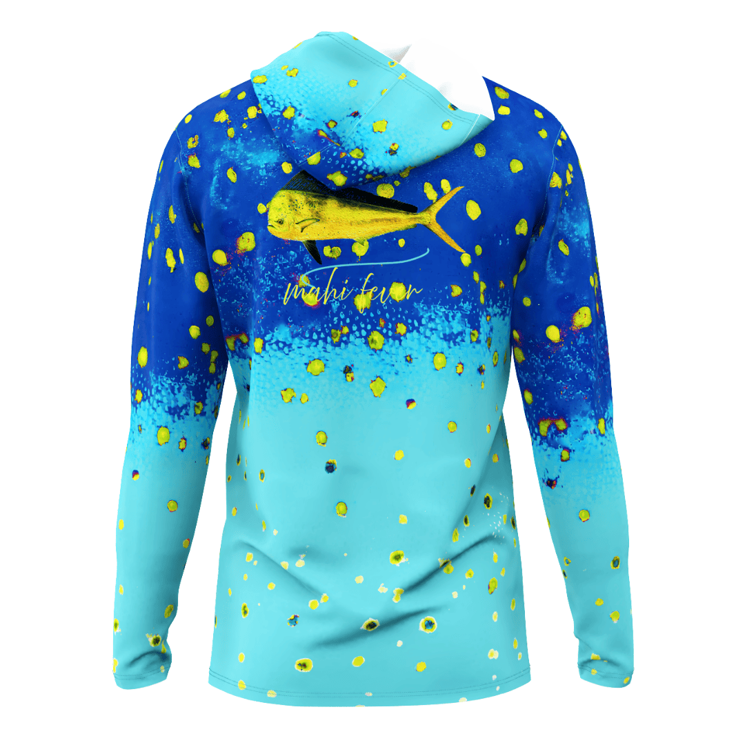 Salt Skins Men's Performance Hoodie Turquoise / XS Mahi Blue Ice Men's Long Sleeve Performance Fishing Shirt (b2b)