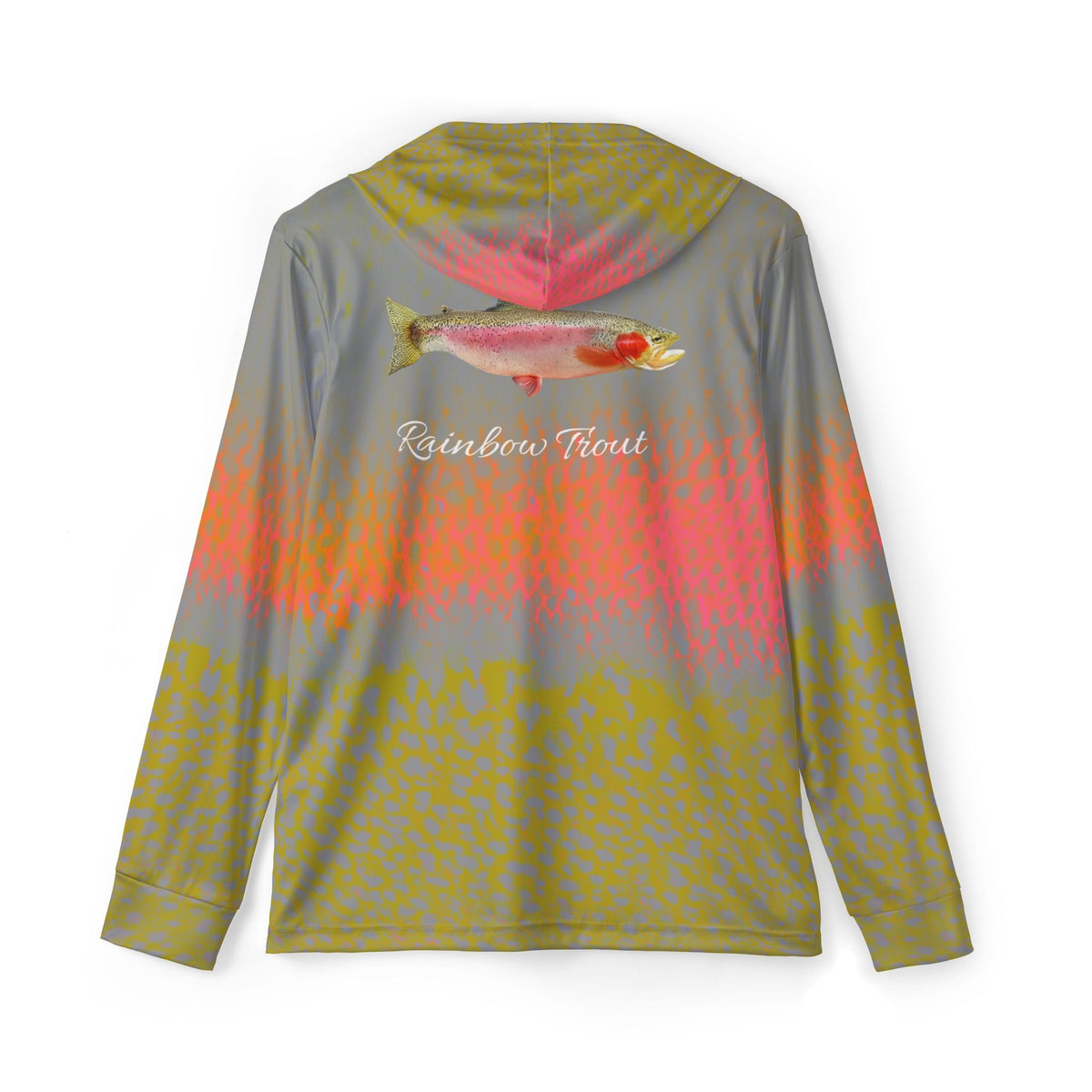 Men's Performance Hoodie XS / Forest Green Camo Rainbow Trout Men's Performance Long Sleeve Fishing Hoodie Salt Skins
