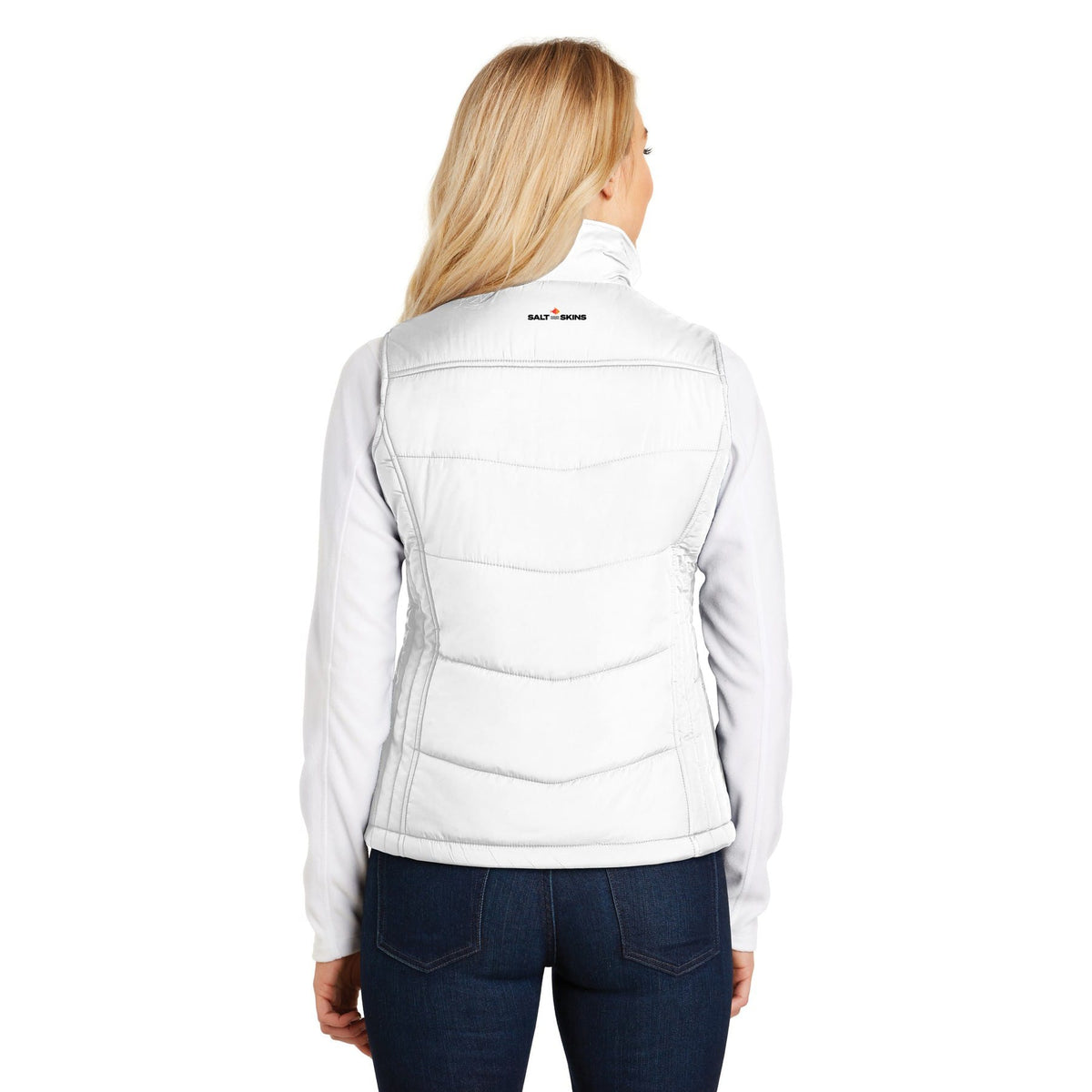 Outerwear Colorado Women Flyfishers 30th Anniversary Puffy Vest in White Printify