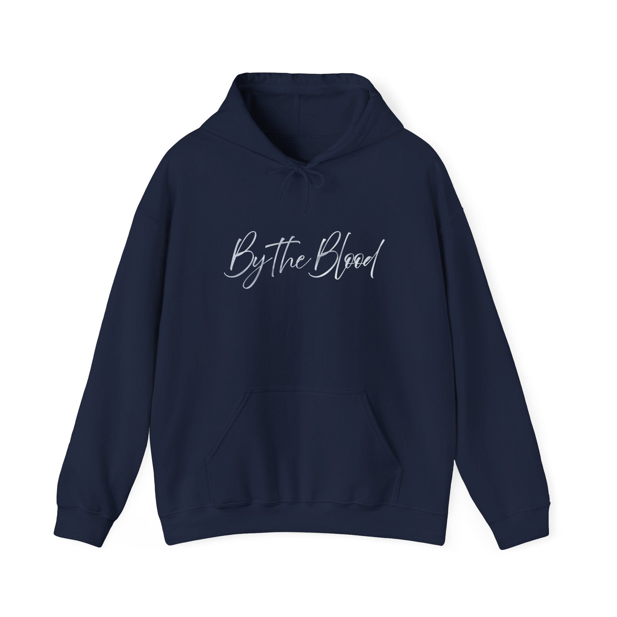 Printify Hoodie S / Navy Redeemed – “By the Blood” Hooded Sweatshirt - Ichthus Collection