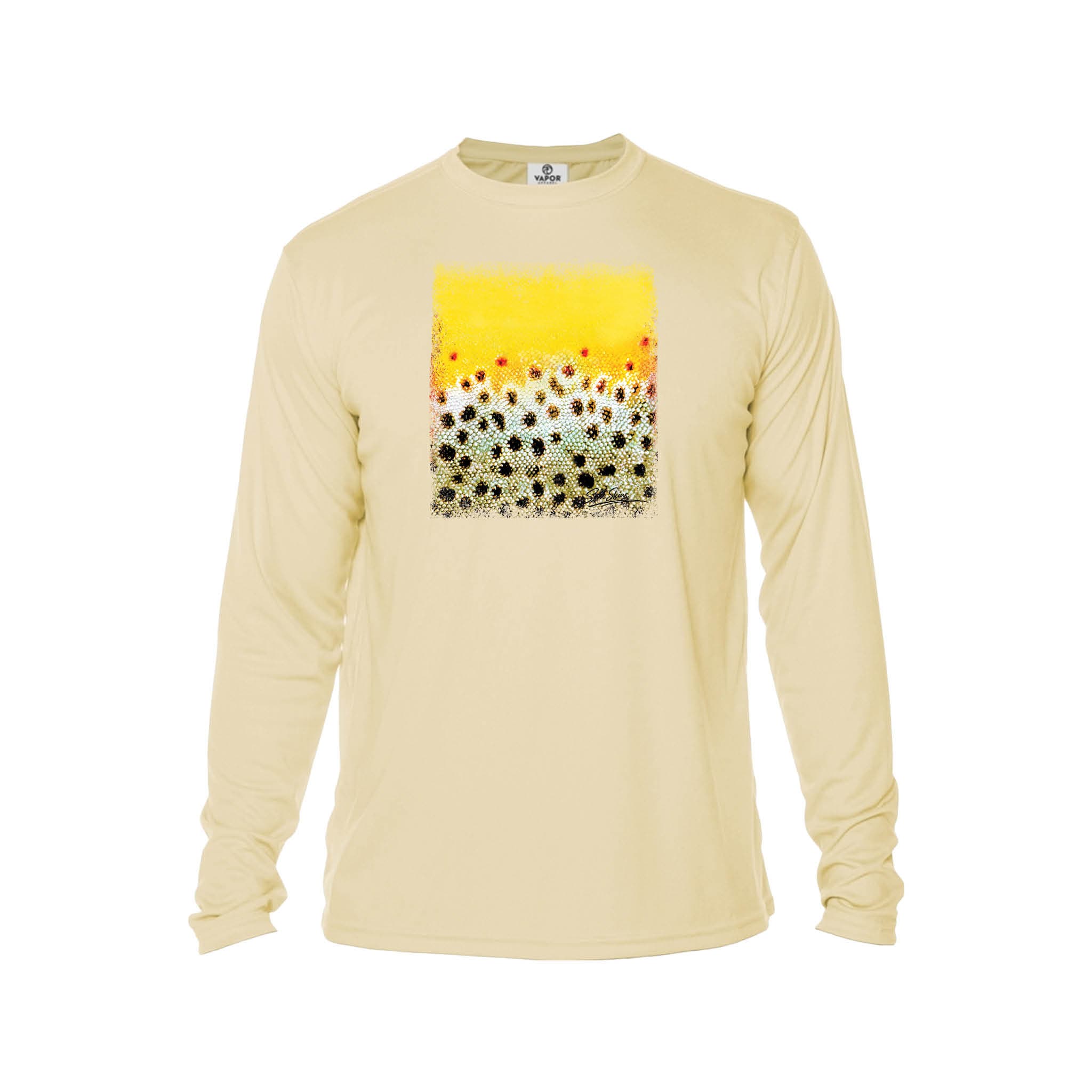 Printify Men's Performance Shirt Pale Yellow / XS Wild Brown Trout Men's Performance Fishing Crew Neck