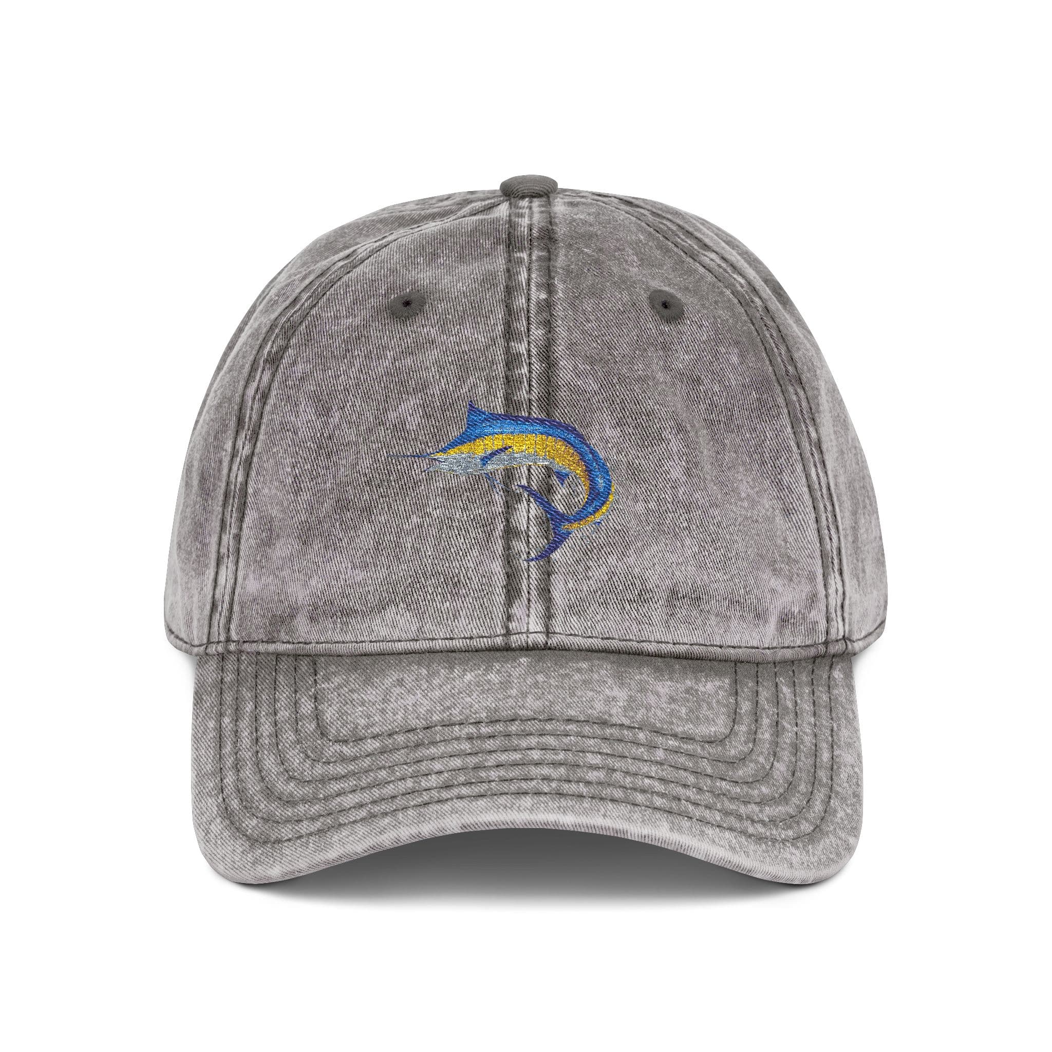 Salt Skins Hats One size / Grey Blue Marlin Embroidered Vintage Fish Cap by Salt Skins Apparel