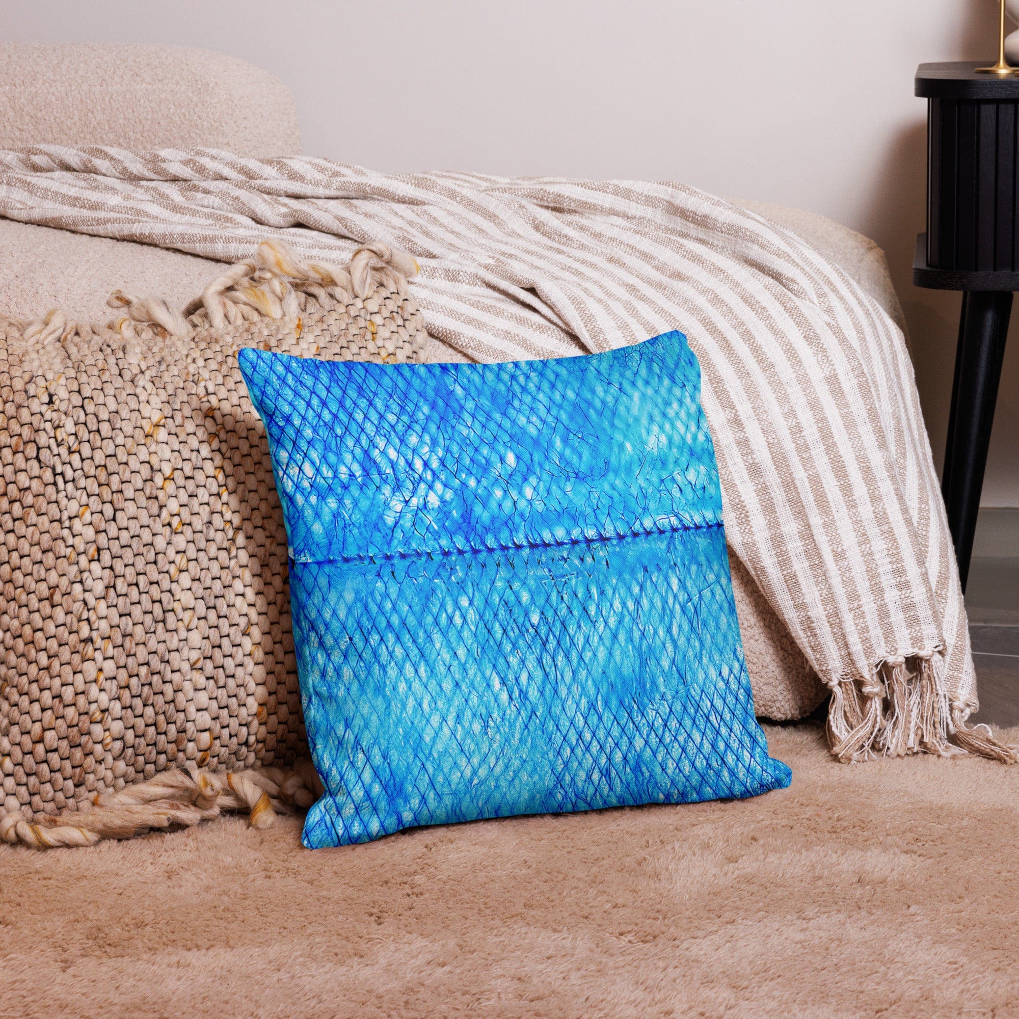 Salt Skins Home Decor Sea Angler Collection Blue Mackerel - Throw Pillow