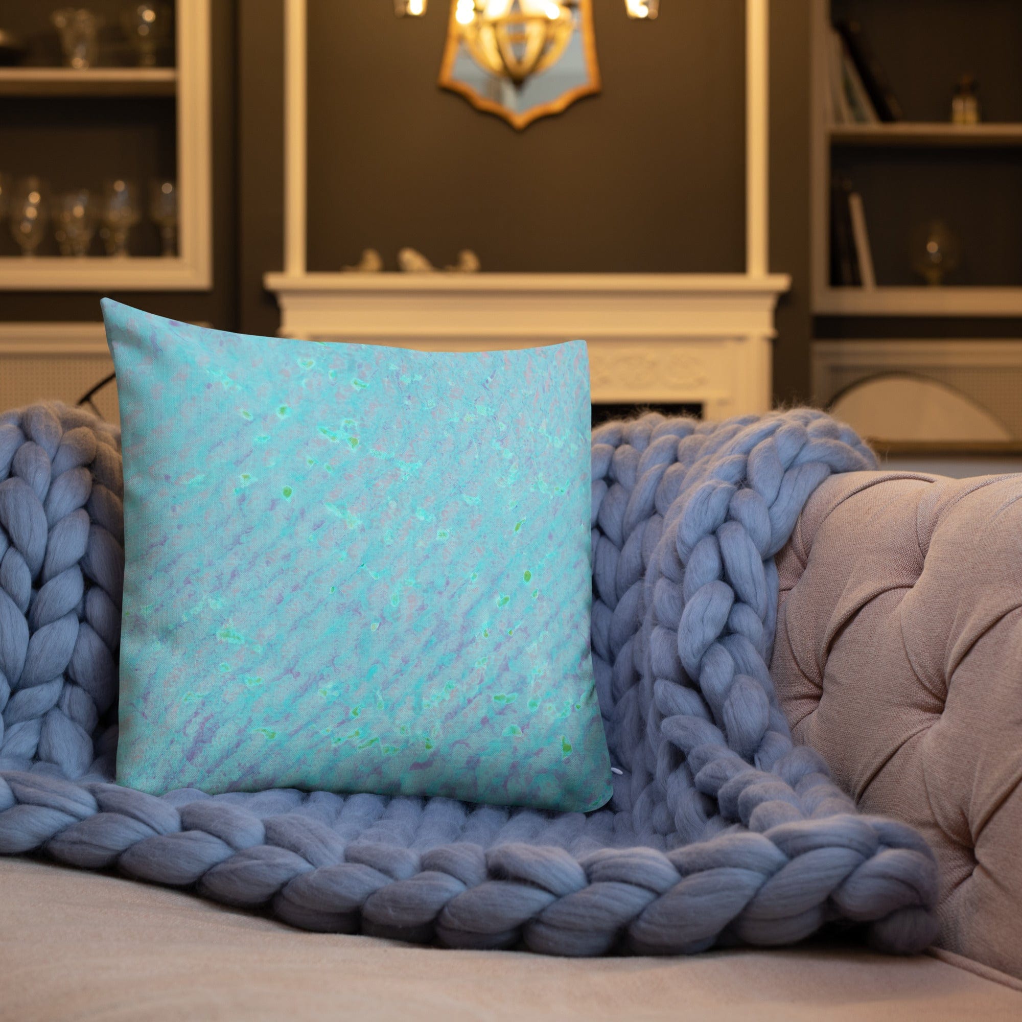 Salt Skins Home Decor Seaside Blue Reef Coral - Beach House Throw Pillow