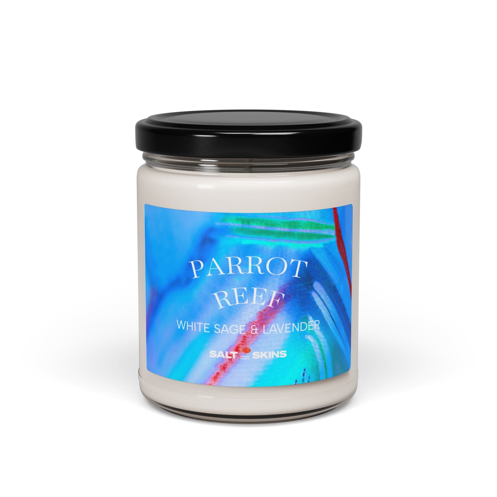 Salt Skins Home Decor White Sage - Lavender / 9oz Parrot Reef Soy Candle - White Sage & Lavender Scent - Beach House Essentials