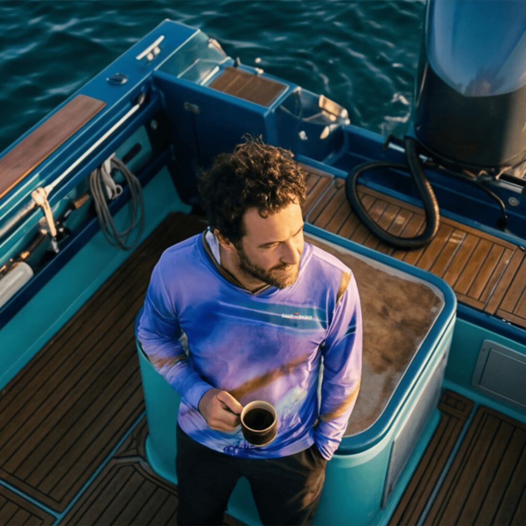 Salt Skins Men's Long Sleeve Hoodie Parrot Reef Dweller Men's Ultimate Performance Long Sleeve Fishing Hoodie