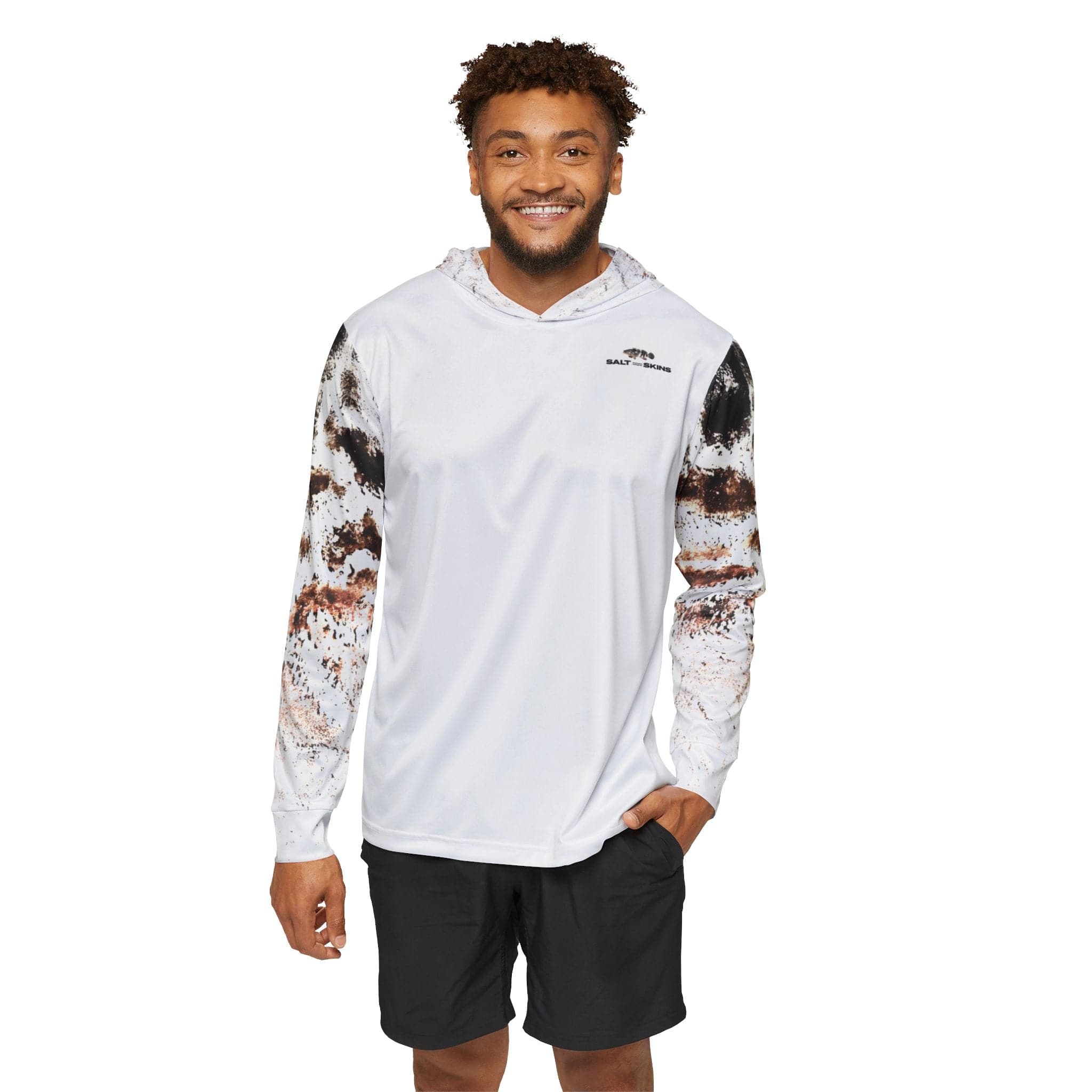 Salt Skins Men's Performance Hoodie Black Grouper II - The Ultimate Performance Men's Long Sleeve Fishing Shirt