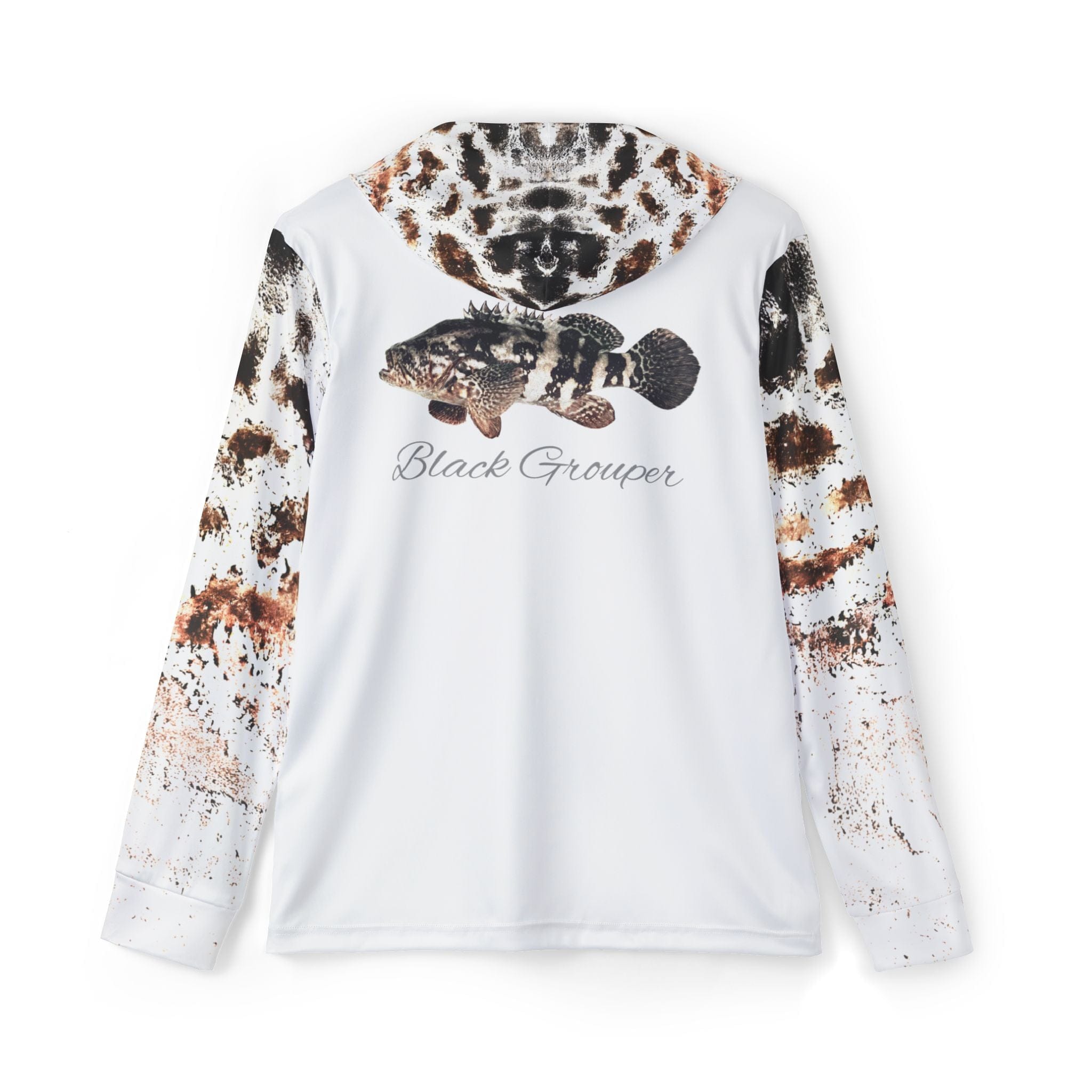 Salt Skins Men's Performance Hoodie Black Grouper II - The Ultimate Performance Men's Long Sleeve Fishing Shirt