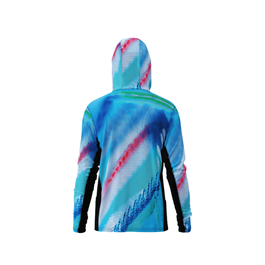 Salt Skins Men's Performance Hoodie Blue Parrot Reef Side Vent Performance Hoodie