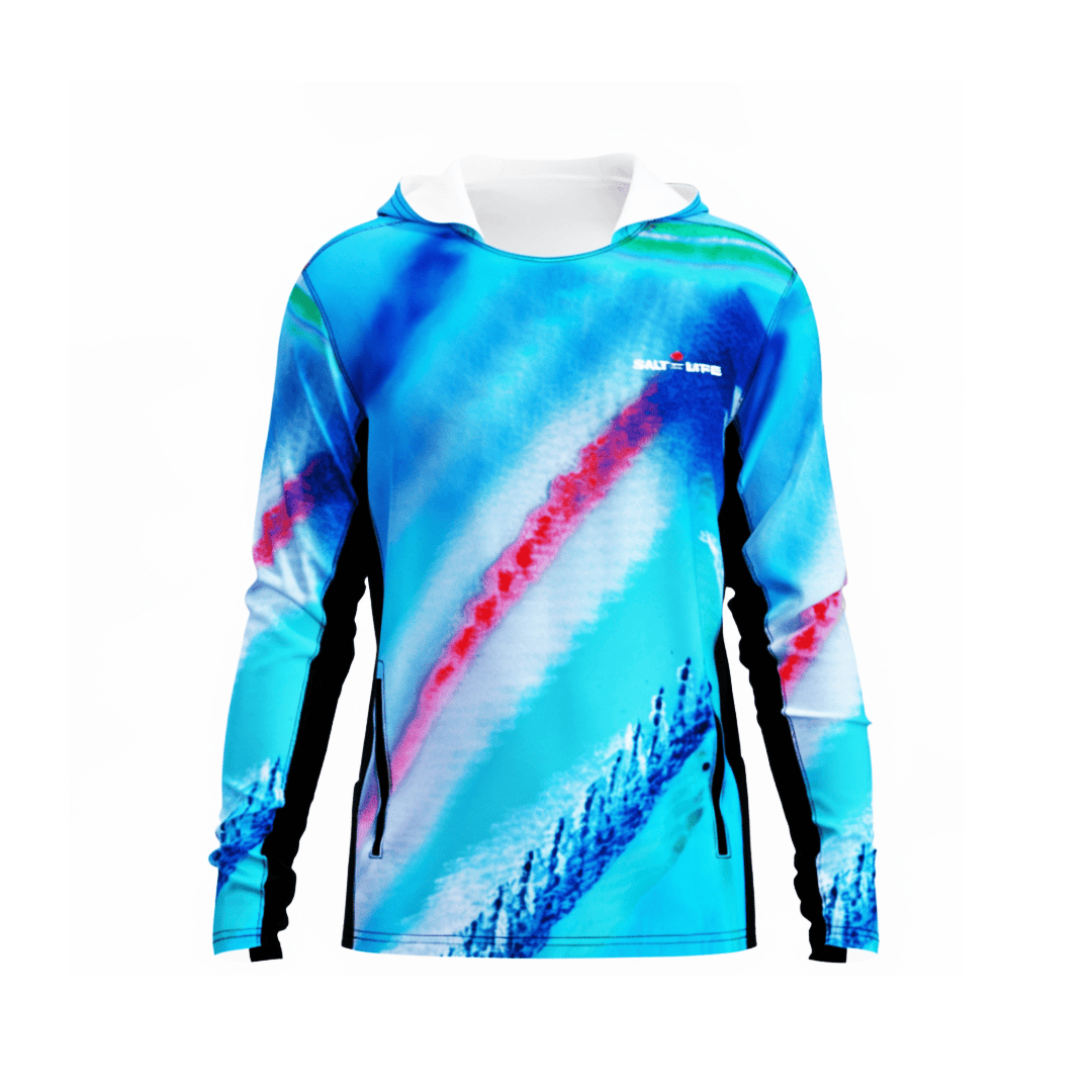 Salt Skins Men's Performance Hoodie Blue Parrot Vented Performance Hoodie With Pockets (b2b)