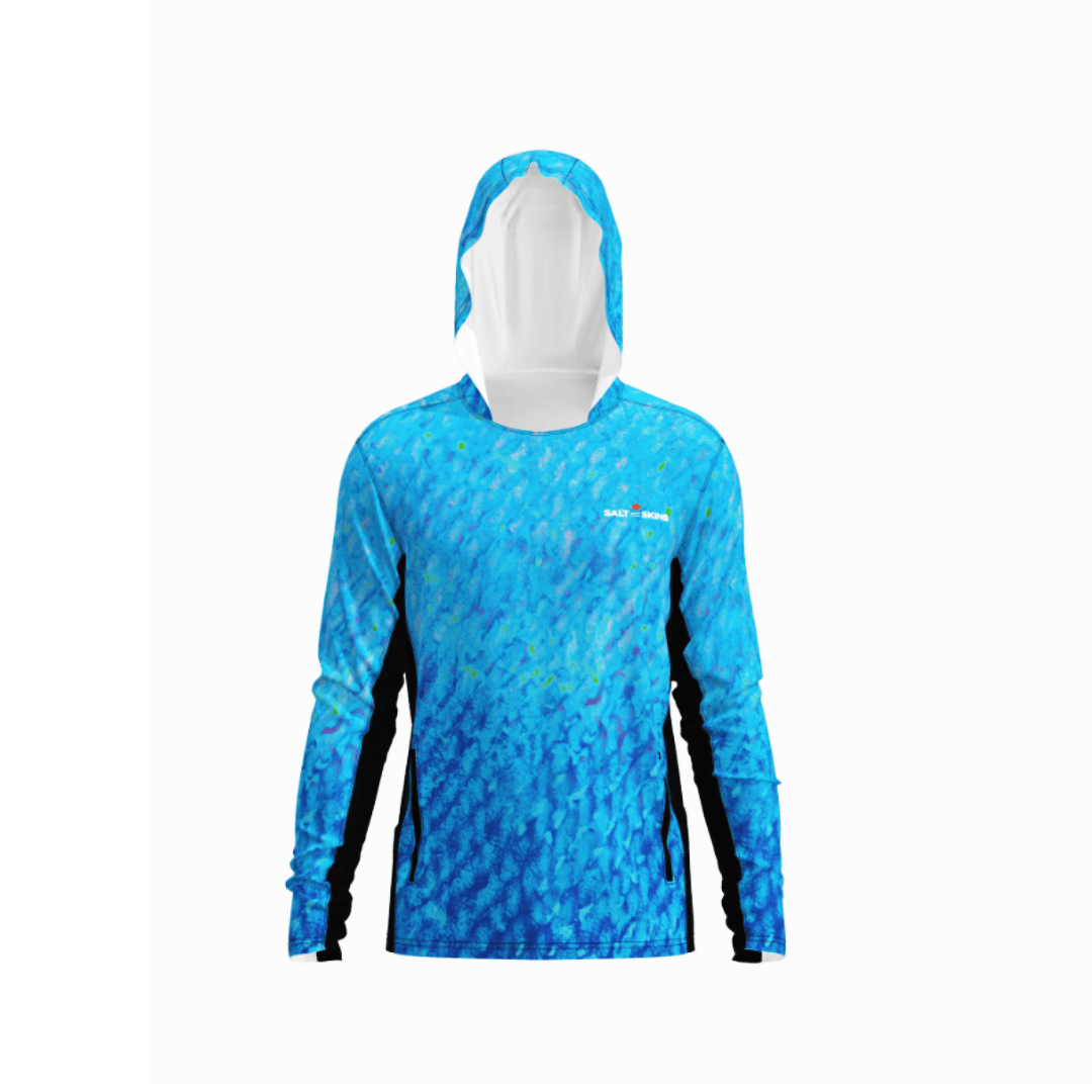 Salt Skins Men's Performance Hoodie Blue / S Flats Blue Side Vent Fishing Hoodie With Pockets