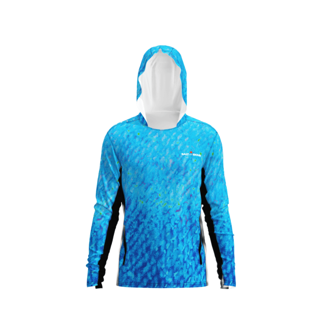 Salt Skins Men's Performance Hoodie Blue / S Flats Blue Water Camo Side Vent Performance Hoodie