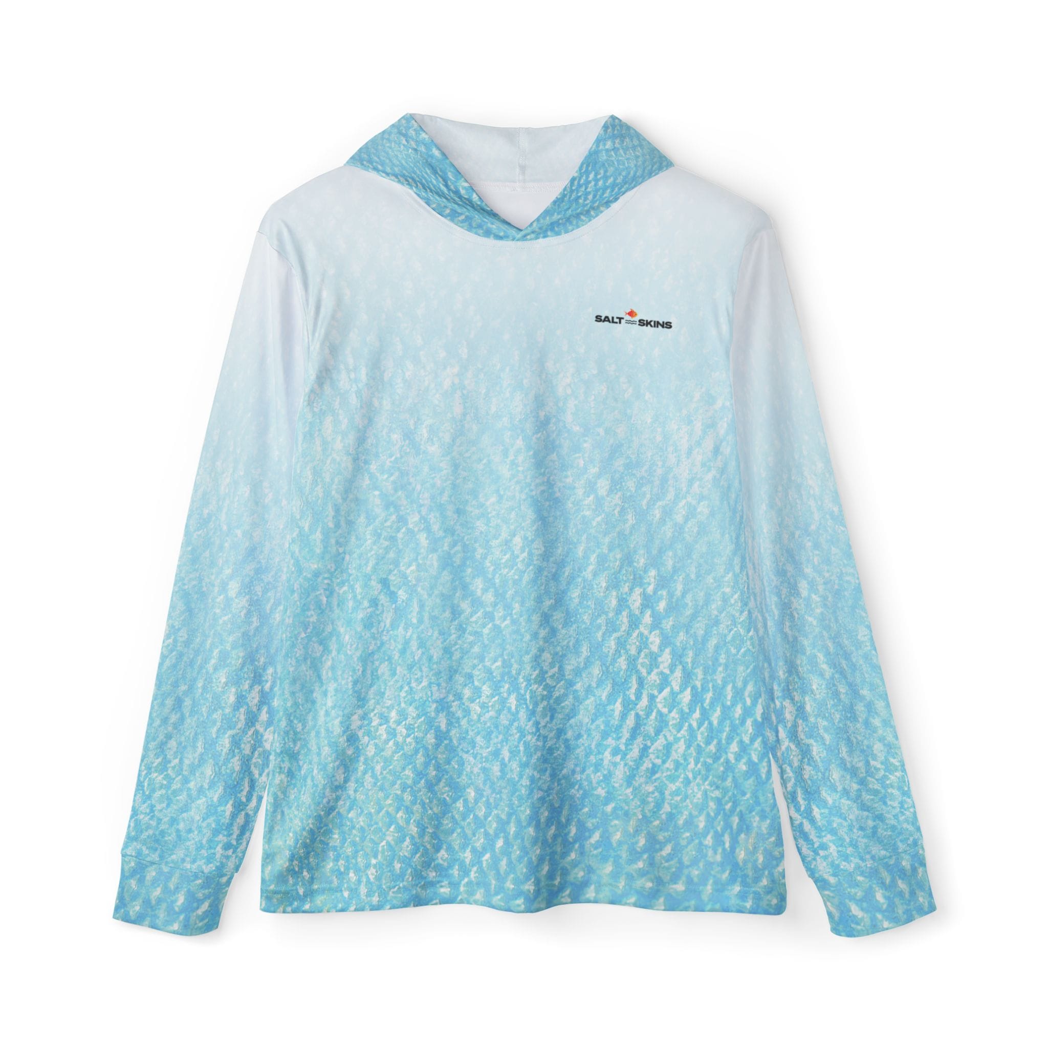 Salt Skins Men's Performance Hoodie Blue Sky Water Camo - The Ultimate Performance Men's Long Sleeve Fishing Shirt