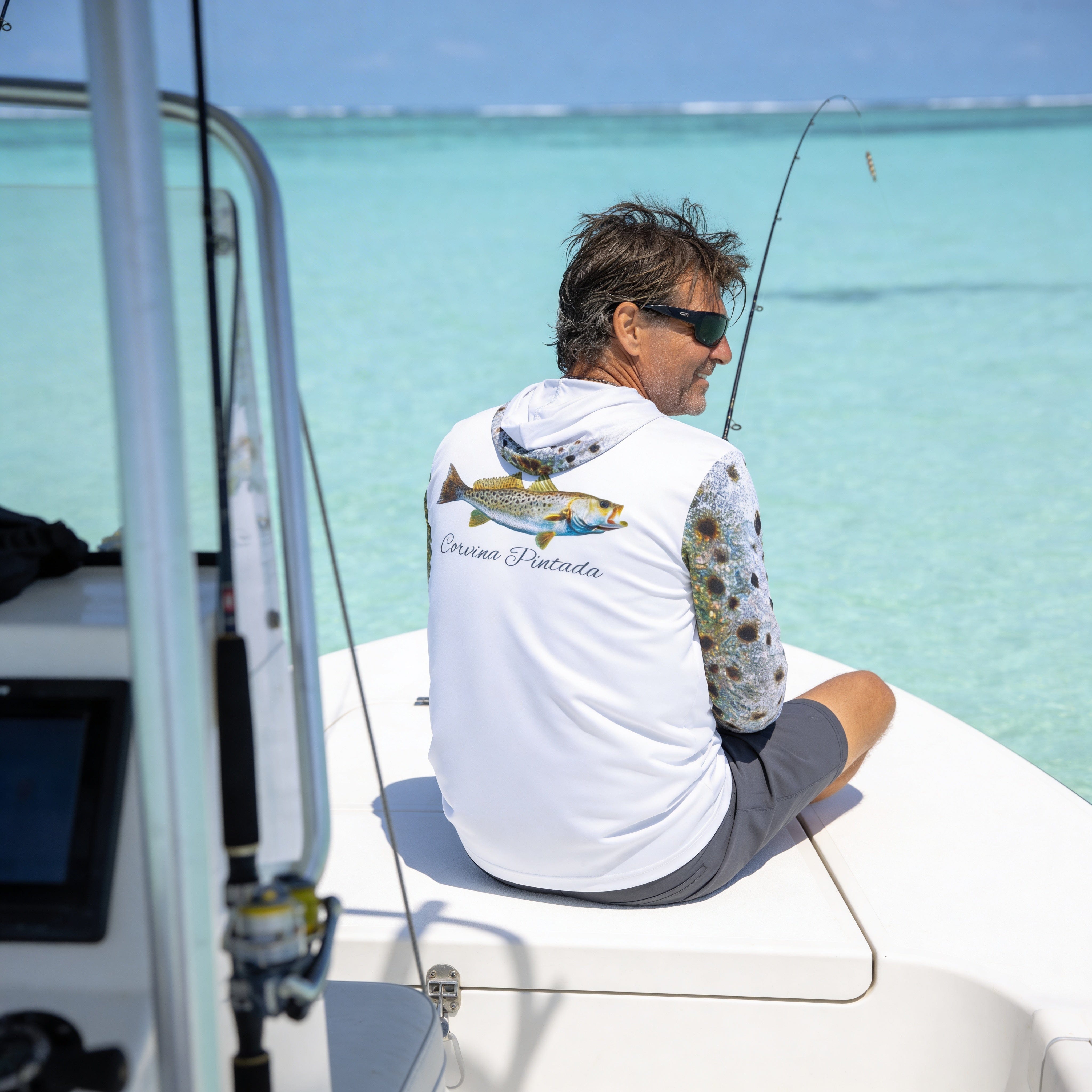 Salt Skins Men's Performance Hoodie Corvina Pintada Captains Series II Men's Ultimate Performance Long Sleeve Fishing Shirt