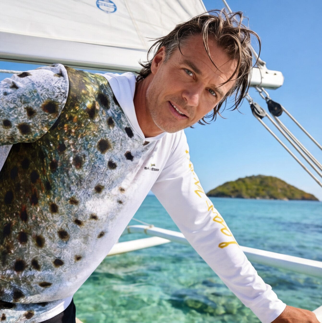 Salt Skins Men's Performance Hoodie Corvina Pintada Captains Series Men's Ultimate Performance Long Sleeve Fishing Shirt