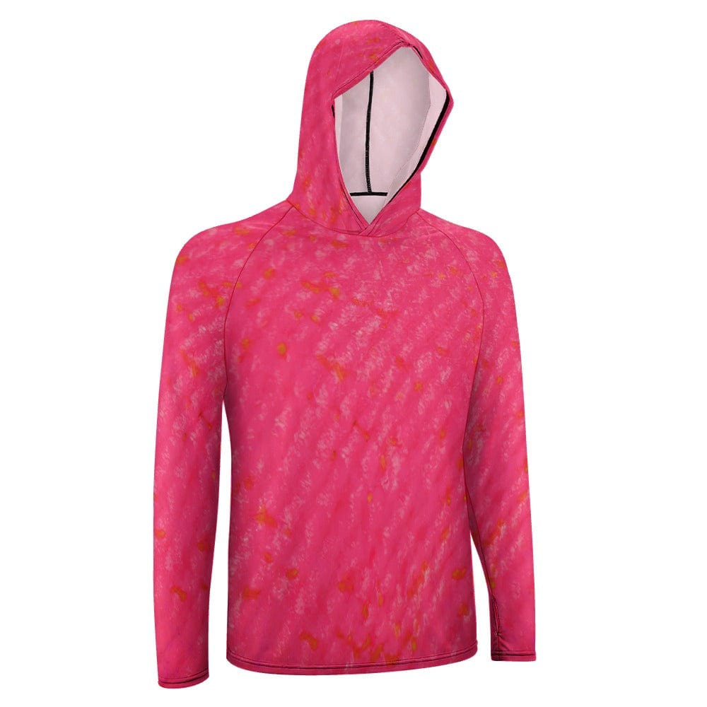 Salt Skins Men's Performance Hoodie Hot Pink Mingy Snapper Men's Long Sleeve Sun Protection Hoodie