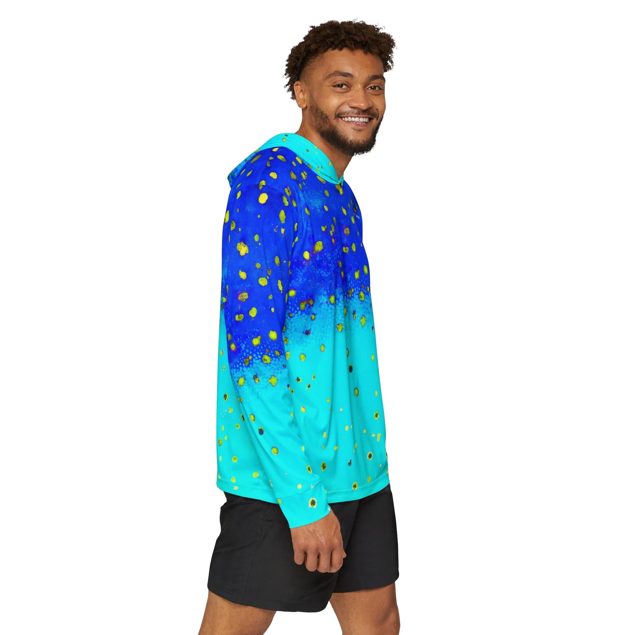Salt Skins Men's Performance Hoodie Mahi Blue Captains Series - The Ultimate Performance Men's Long Sleeve Fishing Shirt