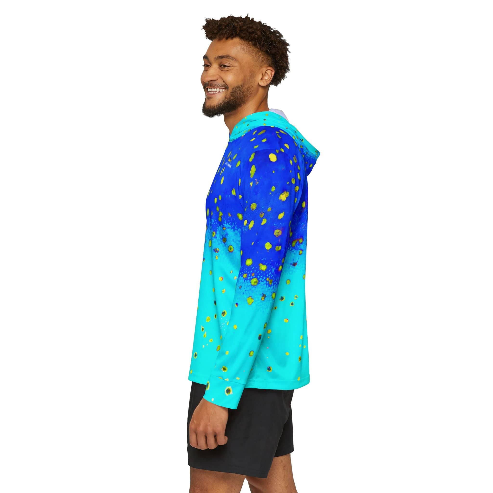 Salt Skins Men's Performance Hoodie Mahi Blue Captains Series - The Ultimate Performance Men's Long Sleeve Fishing Shirt