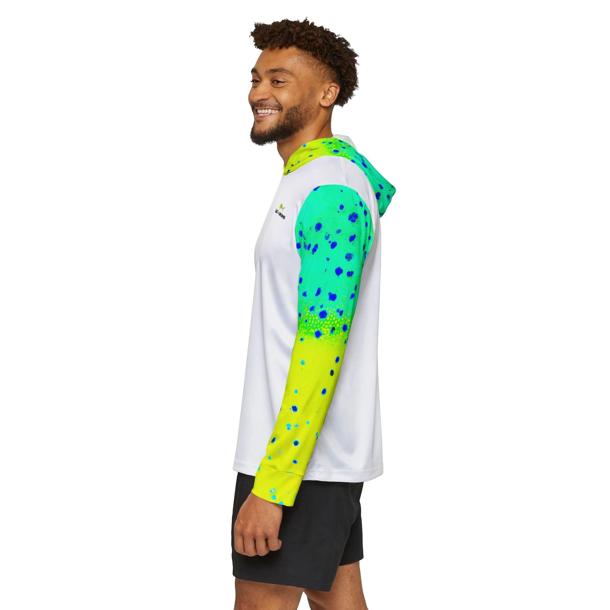 Salt Skins Men's Performance Hoodie New Mahi Turquoise Captains Series - The Ultimate Performance Men's Long Sleeve Fishing Shirt