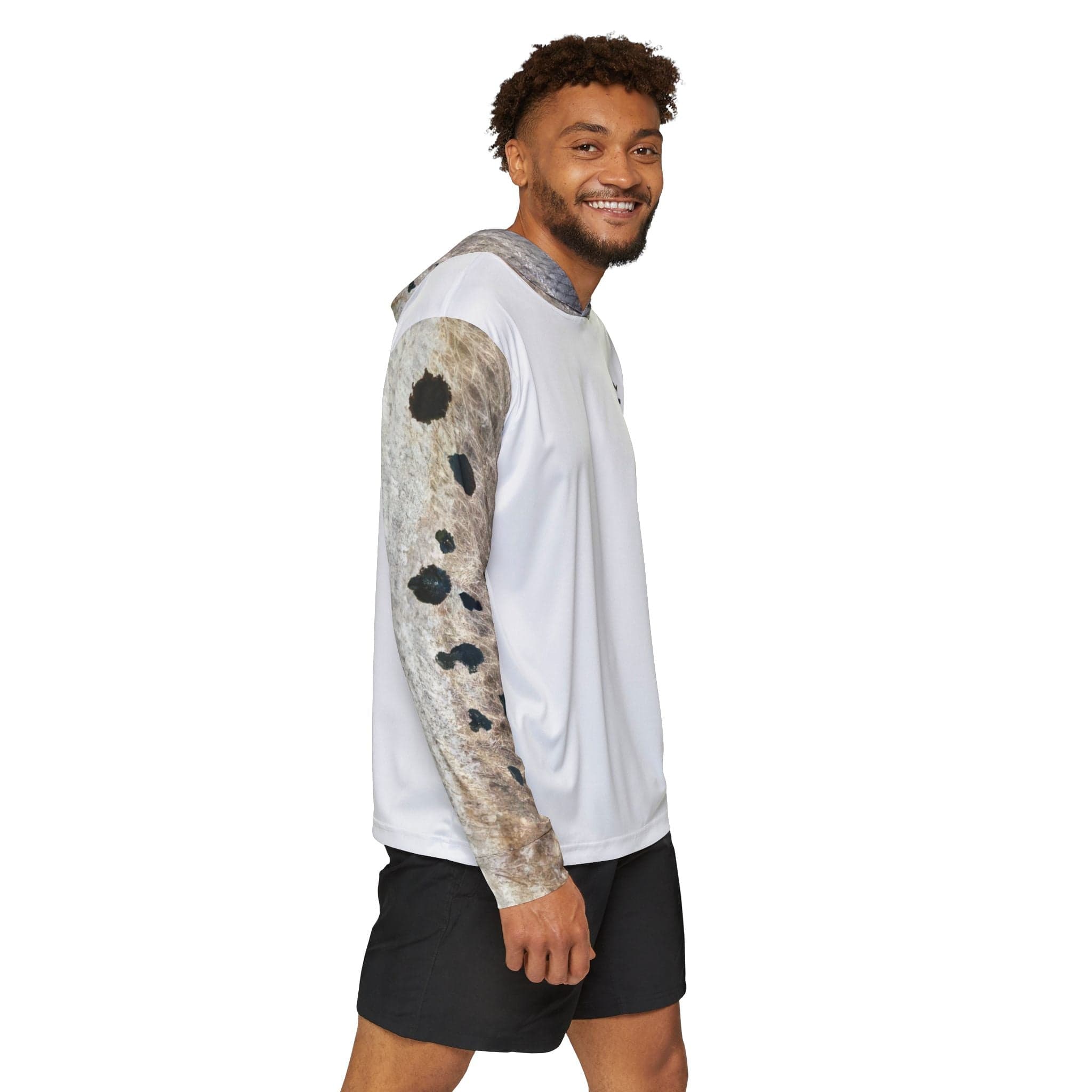 Salt Skins Men's Performance Hoodie Redfish Grey Master Men's Ultimate Performance Long Sleeve Fishing Shirt