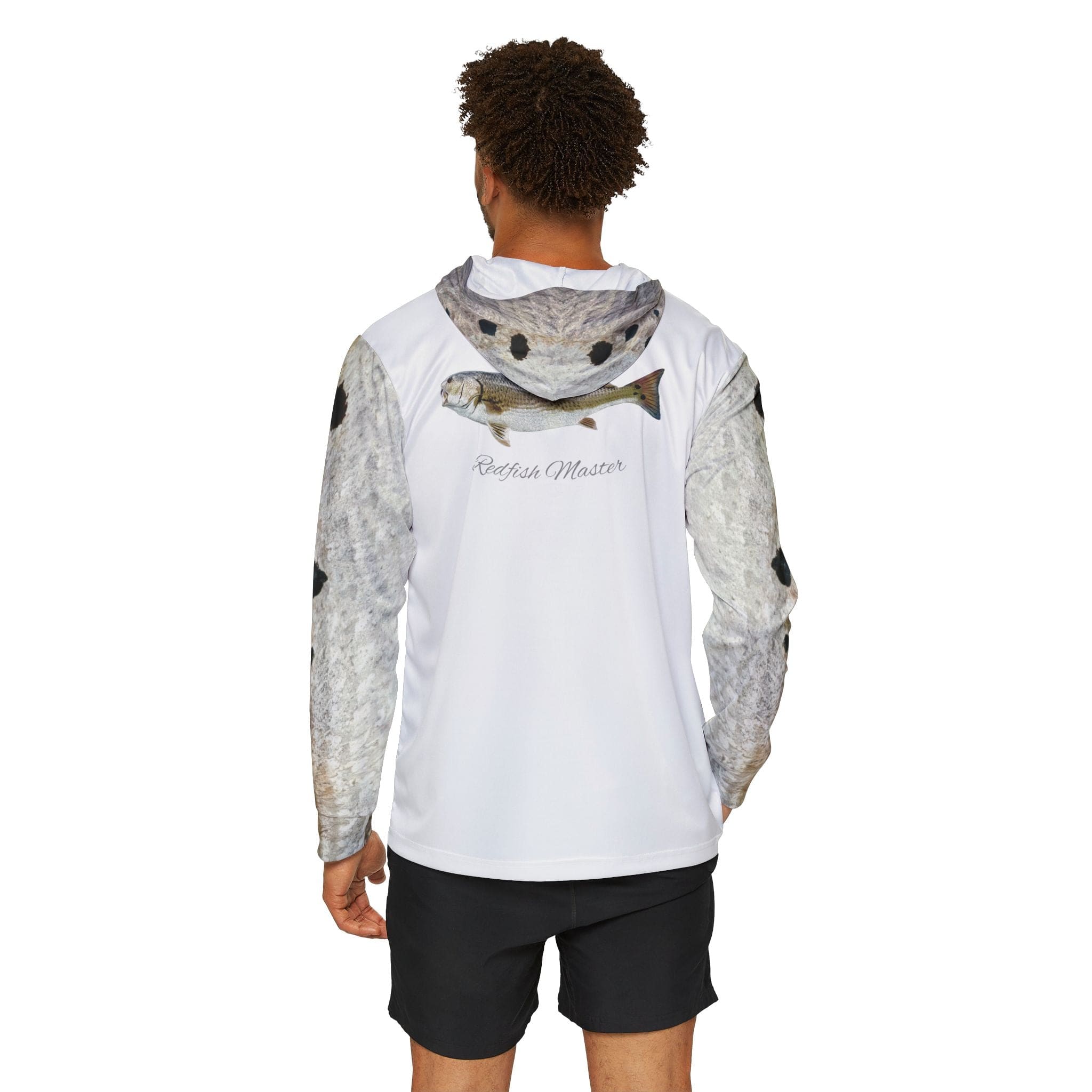 Salt Skins Men's Performance Hoodie Redfish Grey Master Men's Ultimate Performance Long Sleeve Fishing Shirt