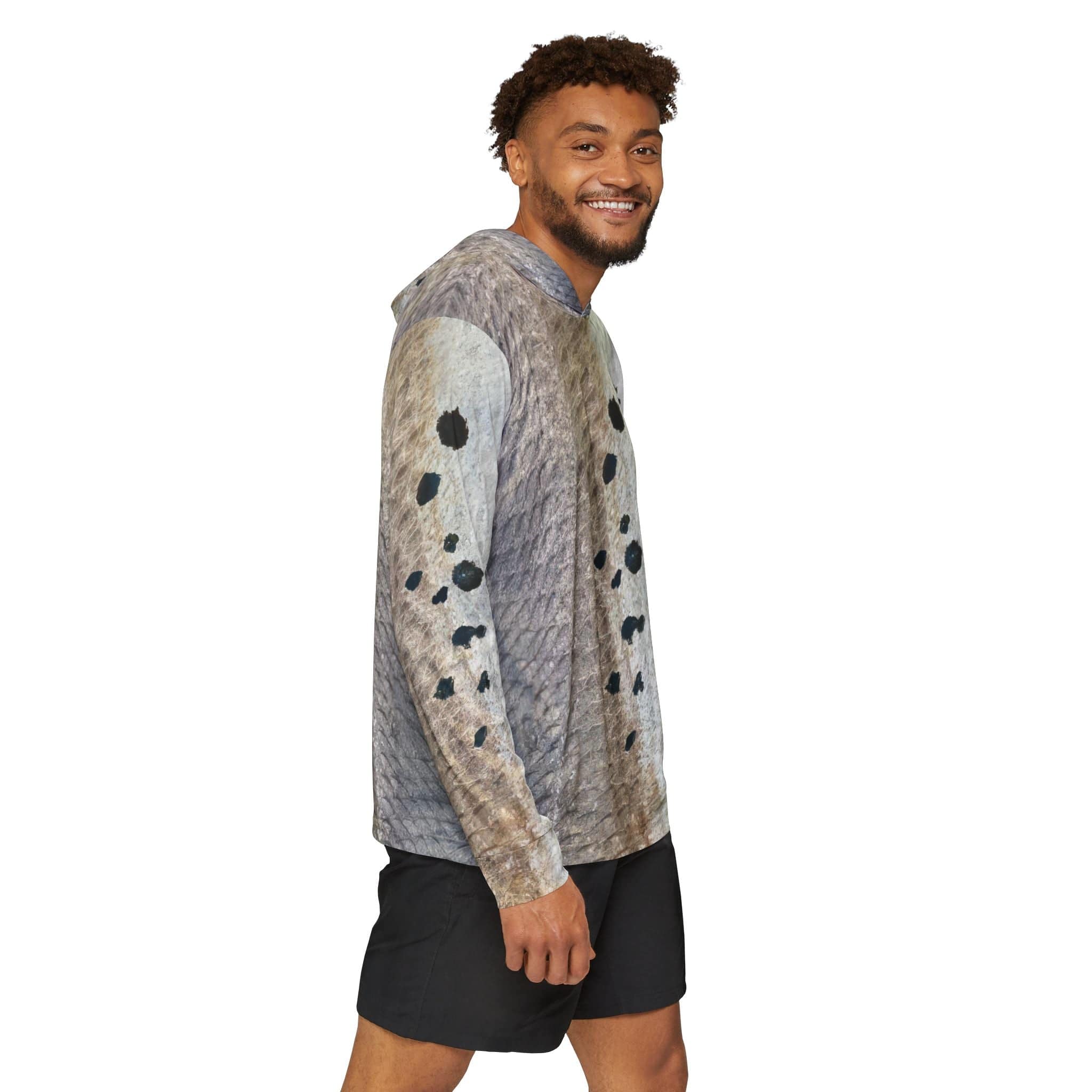 Salt Skins Men's Performance Hoodie Redfish Grey Master Men's Ultimate Performance Long Sleeve Hooded Fishing Shirt