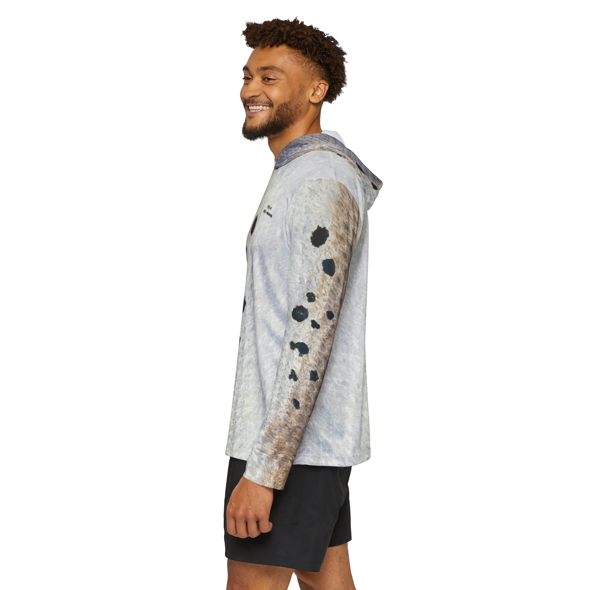 Salt Skins Men's Performance Hoodie Redfish Grey Master Men's Ultimate Performance Long Sleeve Hooded Fishing Shirt
