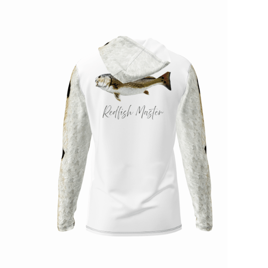 Salt Skins Men's Performance Hoodie Redfish "Grey" Men's Long Sleeve Performance Fishing Shirt