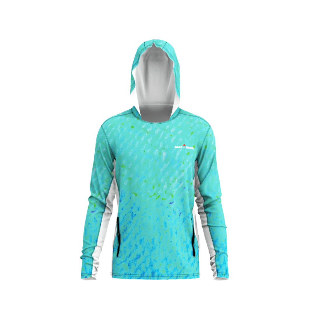 Salt Skins Men's Performance Hoodie Sea Foam Green / S Mingy Snapper Side Vent Hoodie With Pockets