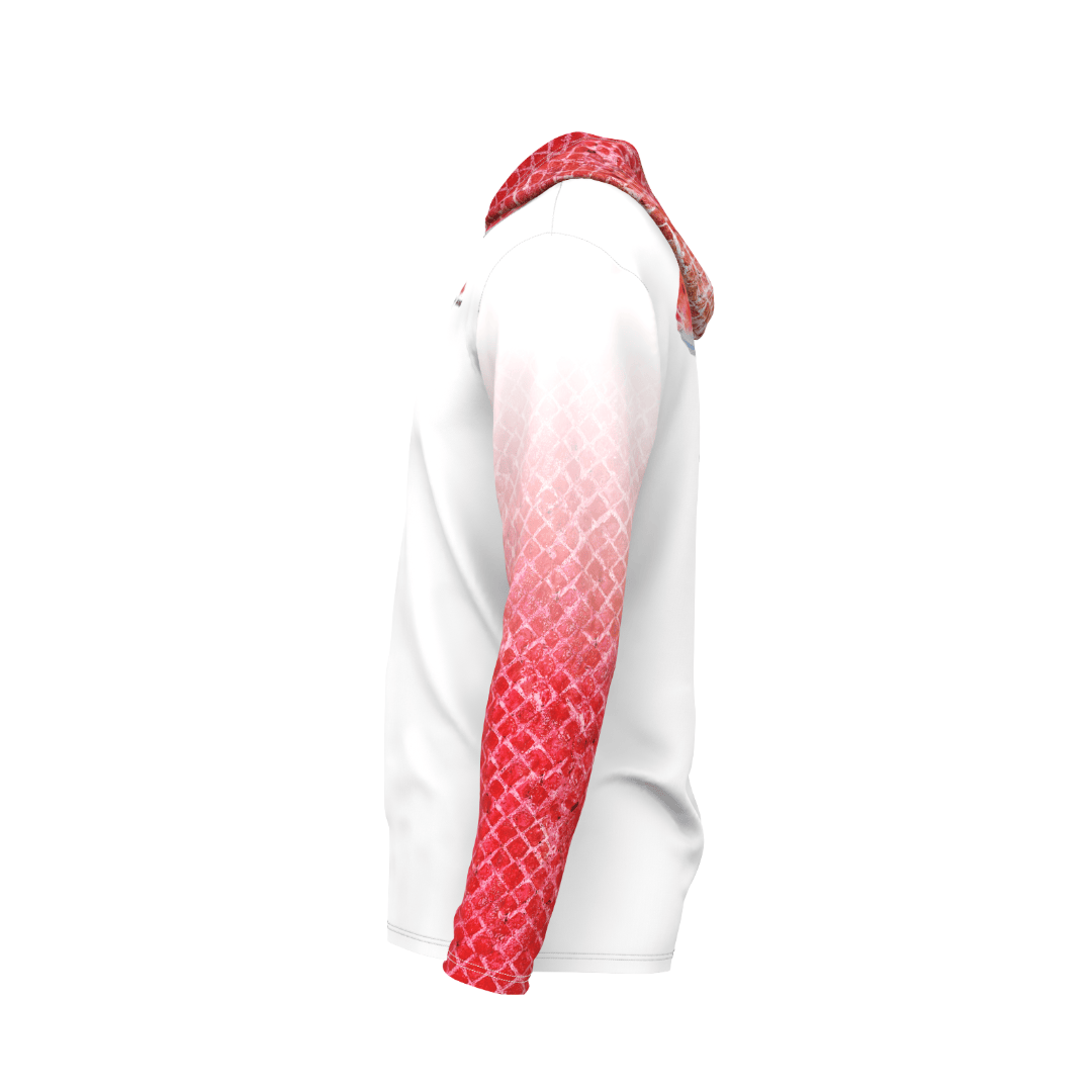 Salt Skins Men's Performance Hoodie Snapper Illustration Men's Long Sleeve Performance Fishing Shirt